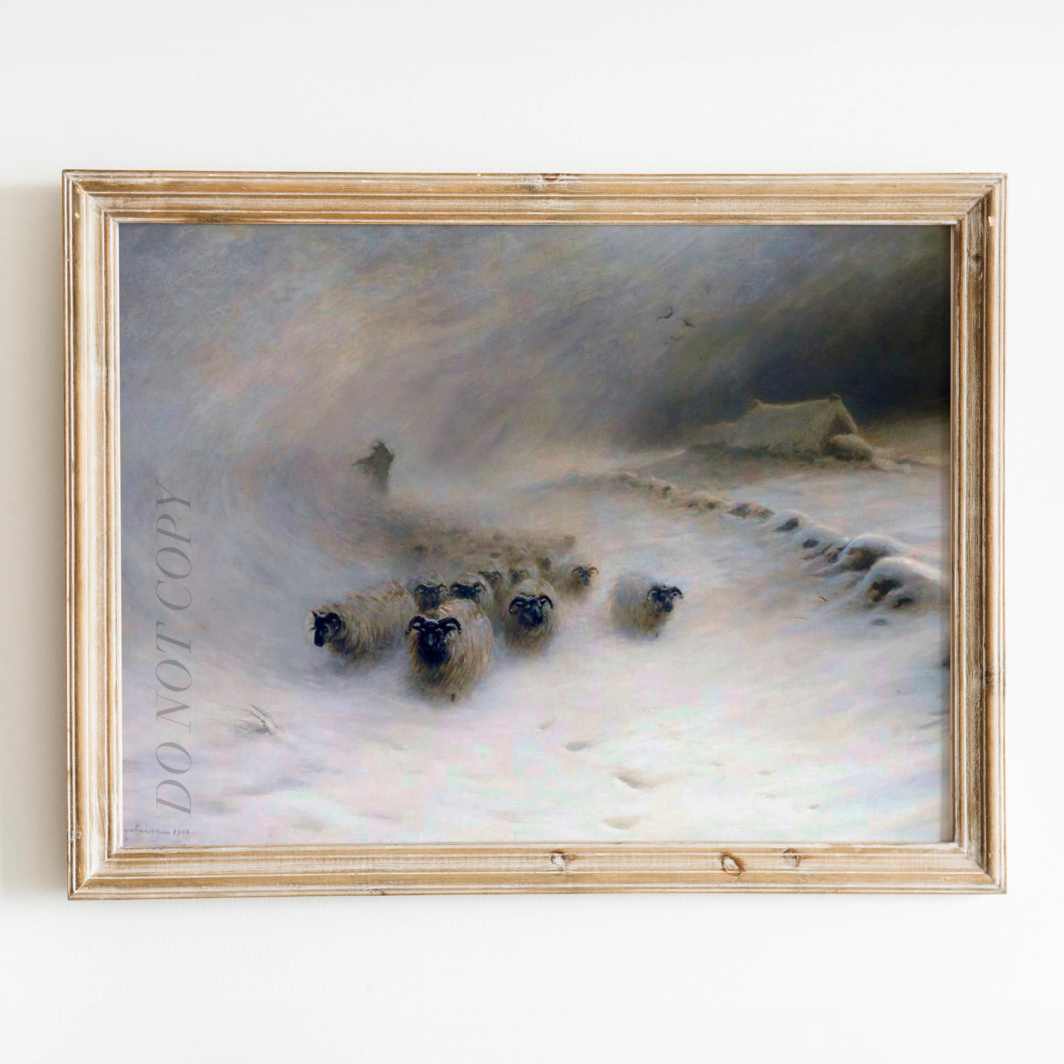 A Flock Of Sheep In A Snowstorm (1912) by Joseph Farquharson