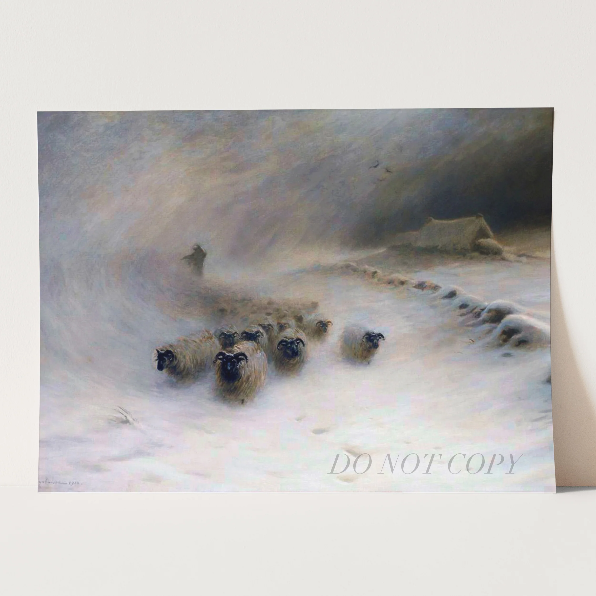 A Flock Of Sheep In A Snowstorm (1912) by Joseph Farquharson - Image 3