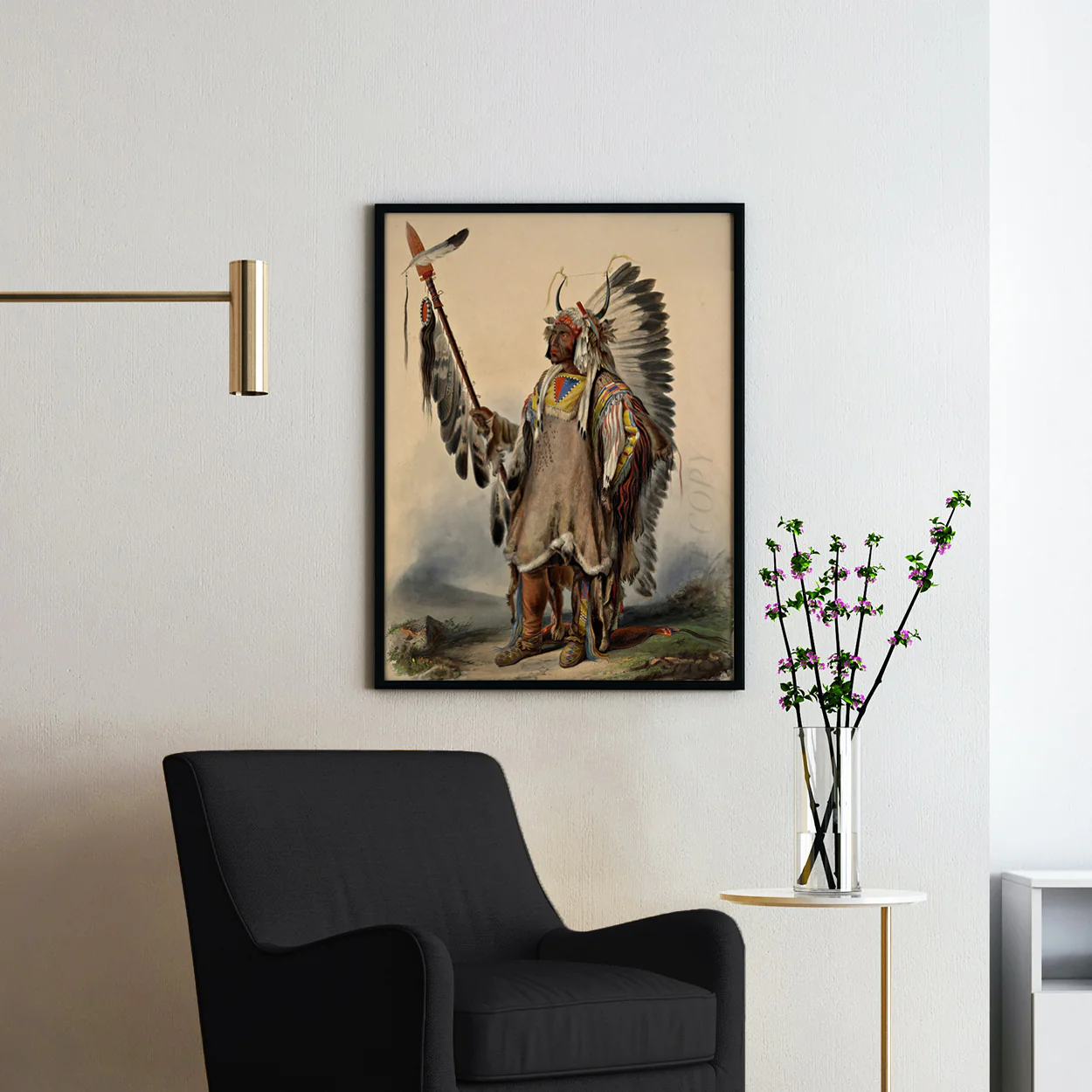 A Mandan Indian Chief by Karl Bodmer - Image 2