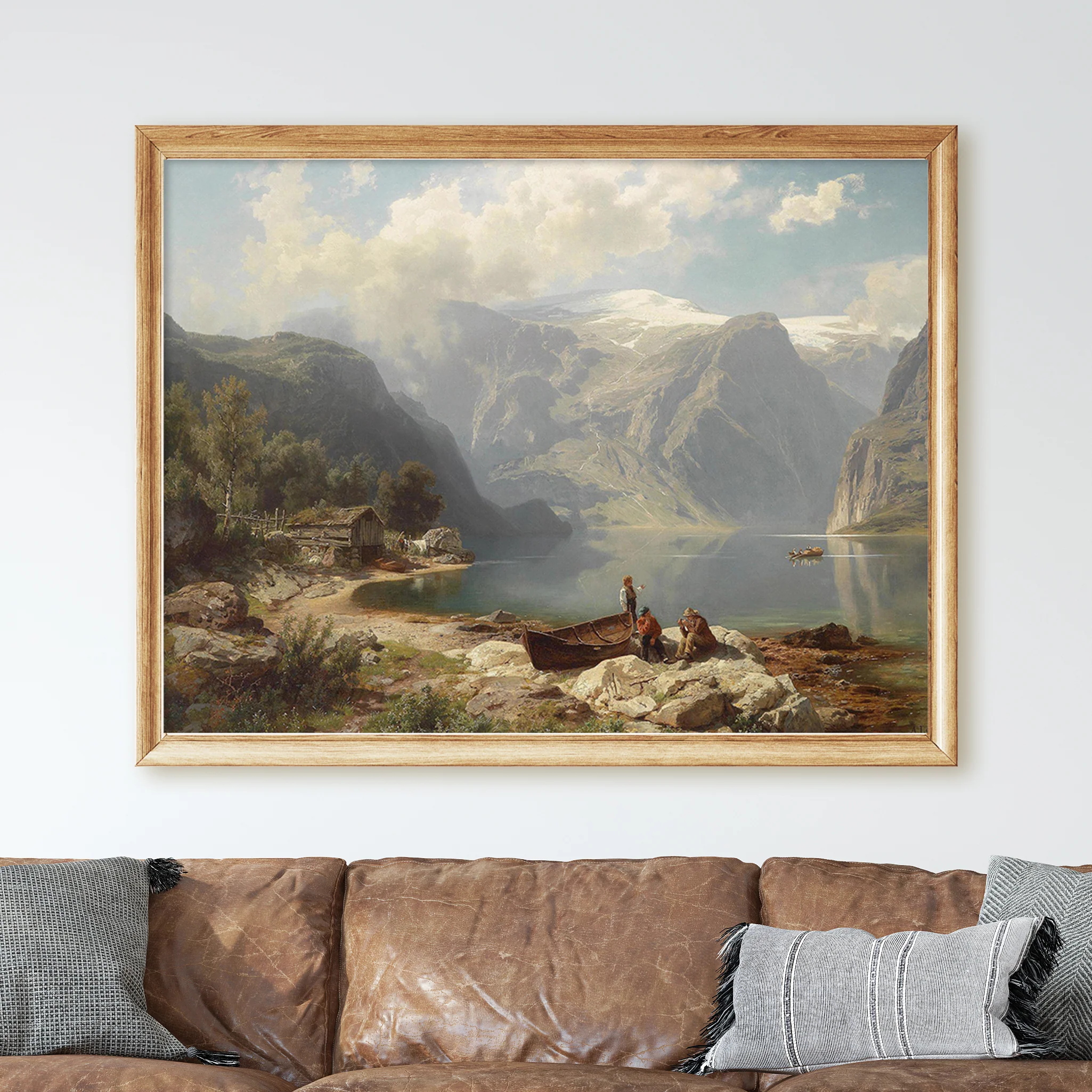 A Sunny day on a Norwegian Fjord (1862) by August Leu - Image 2