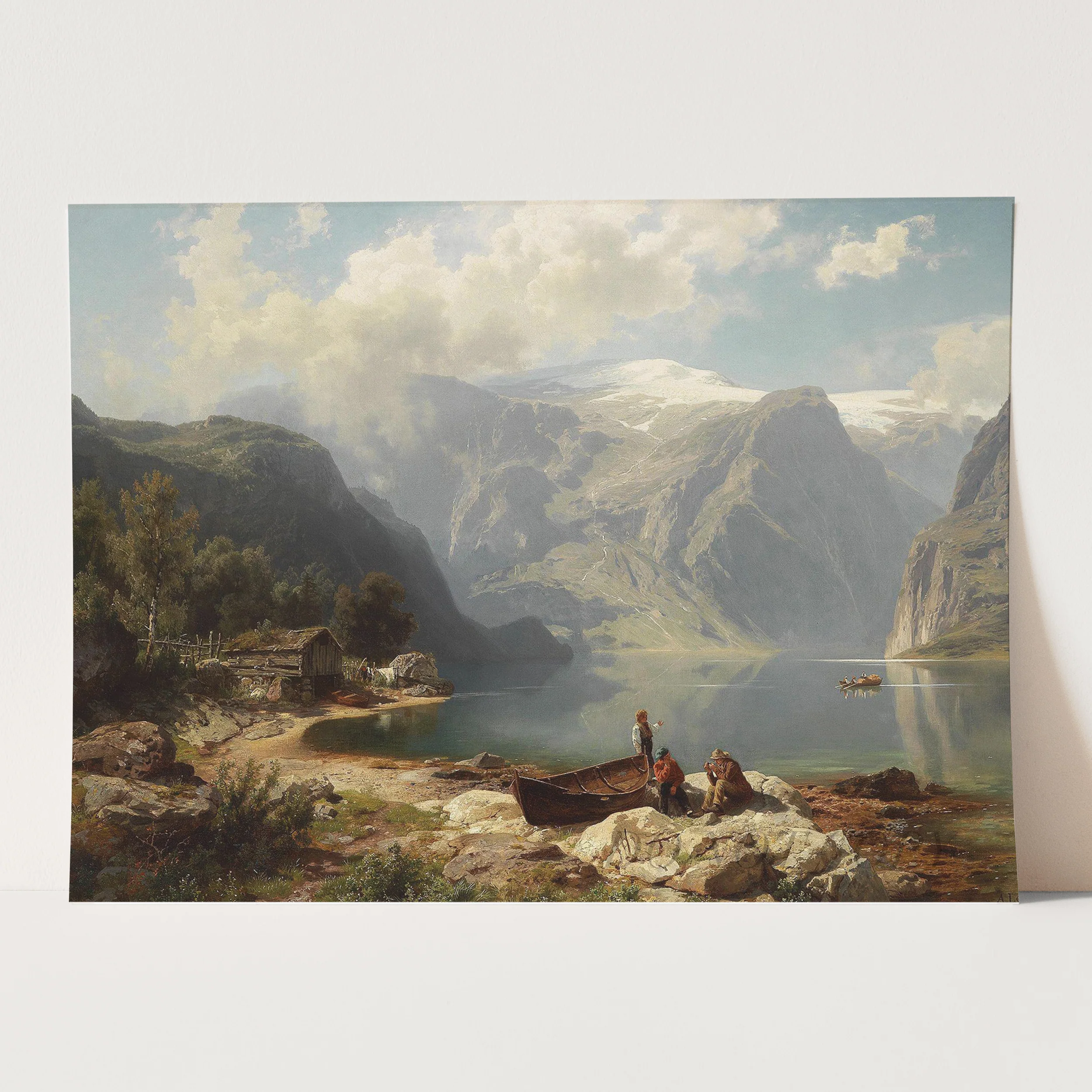 A Sunny day on a Norwegian Fjord (1862) by August Leu - Image 3