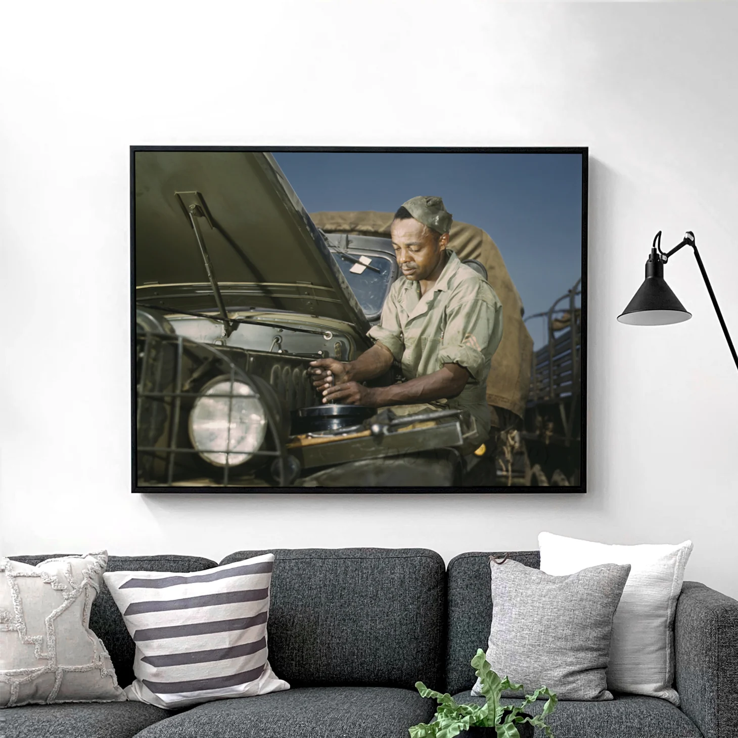African American Mechanic Servicing a Jeep, World War Two - Image 2