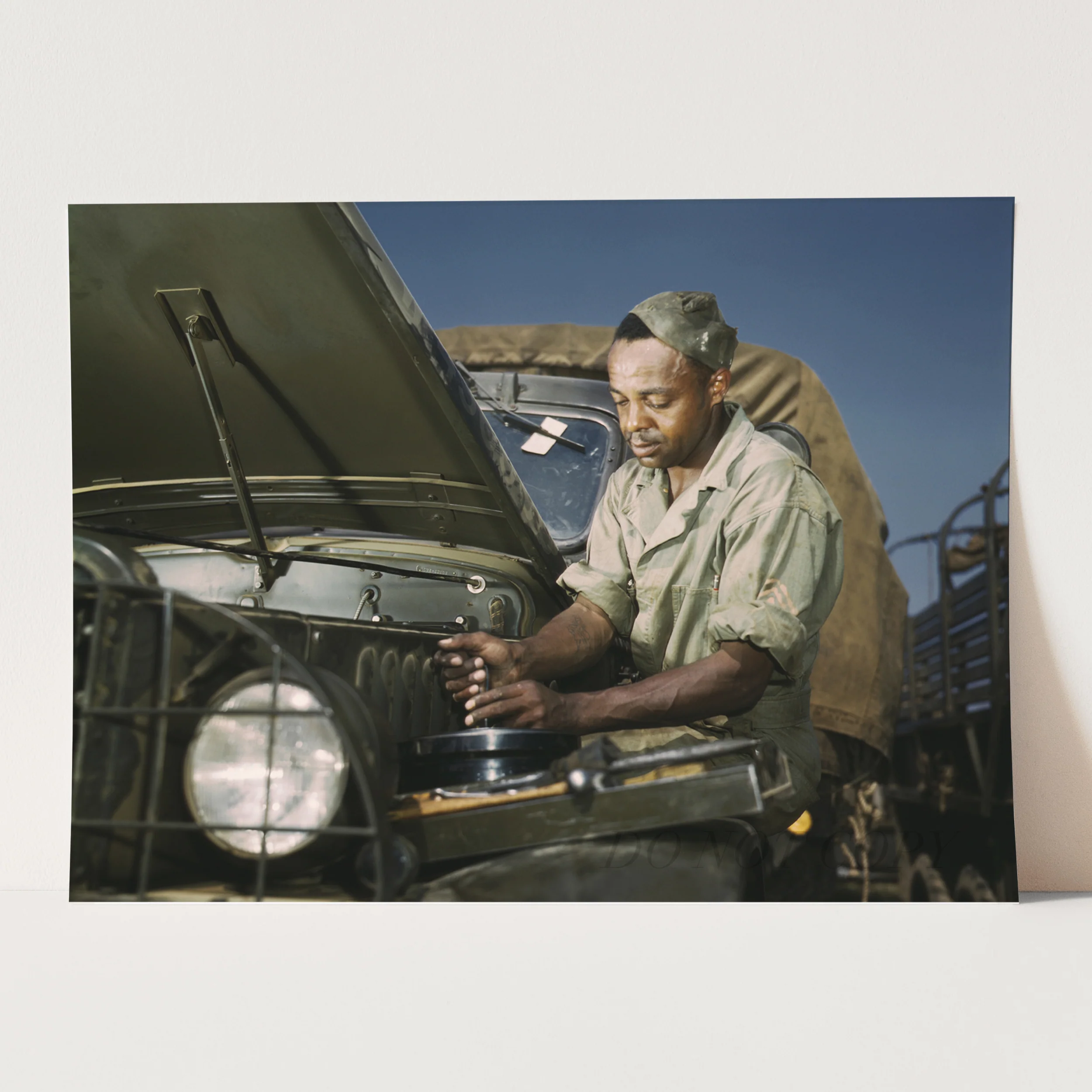African American Mechanic Servicing a Jeep, World War Two - Image 3