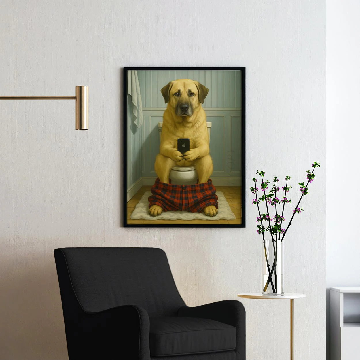 Anatolian Shepherd Dog On The Phone On The Toilet - Image 2