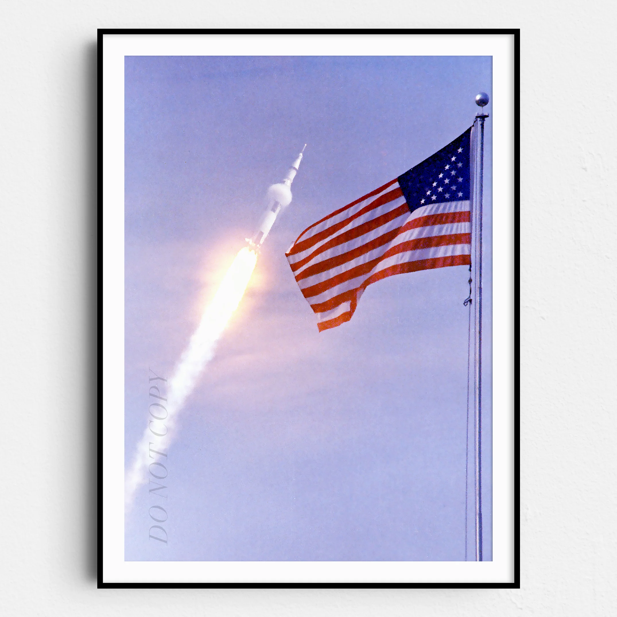 Apollo 11 Saturn V Launch Over USA Flag
