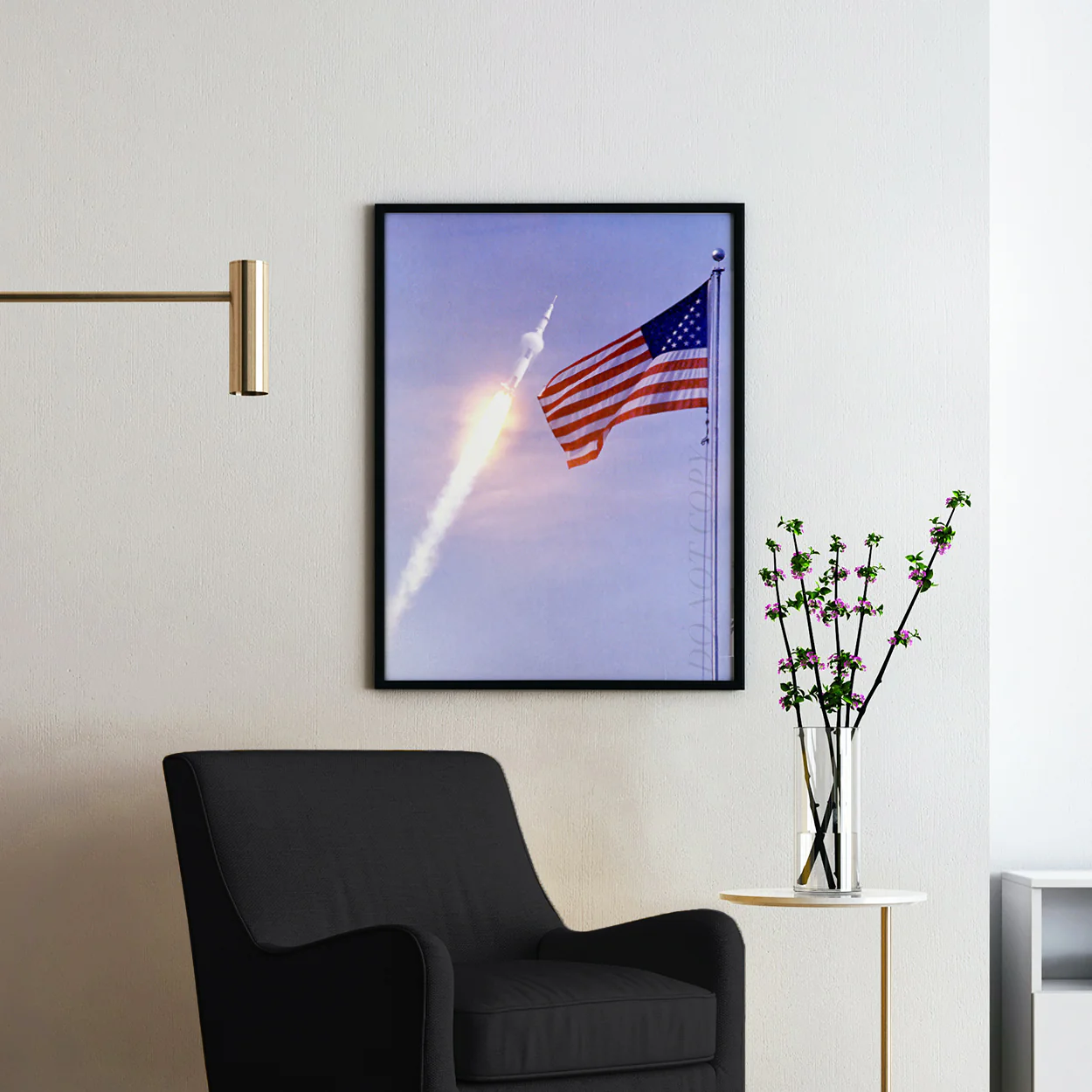 Apollo 11 Saturn V Launch Over USA Flag - Image 2