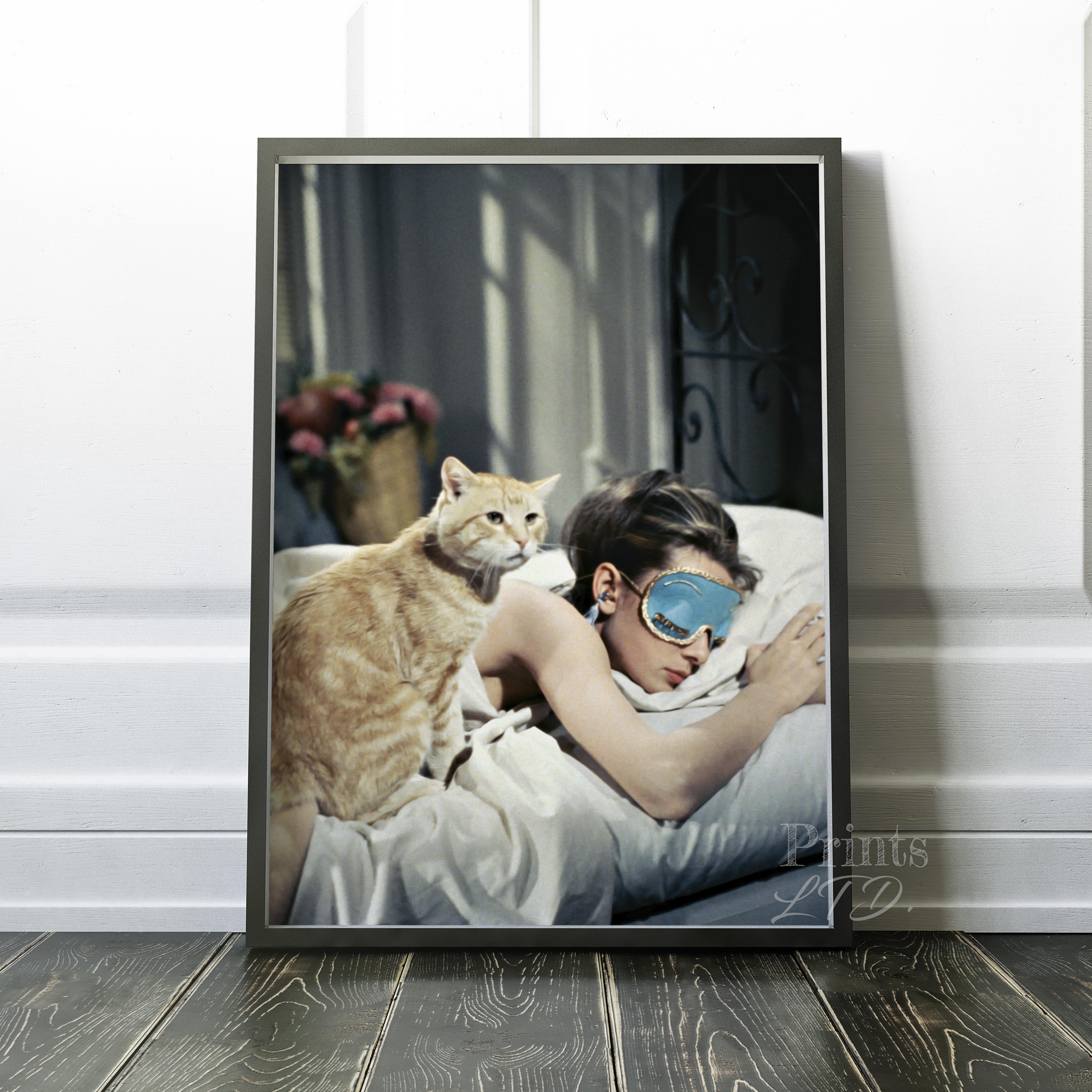 Audrey Hepburn Sleeping With Cat, Breakfast at Tiffany's