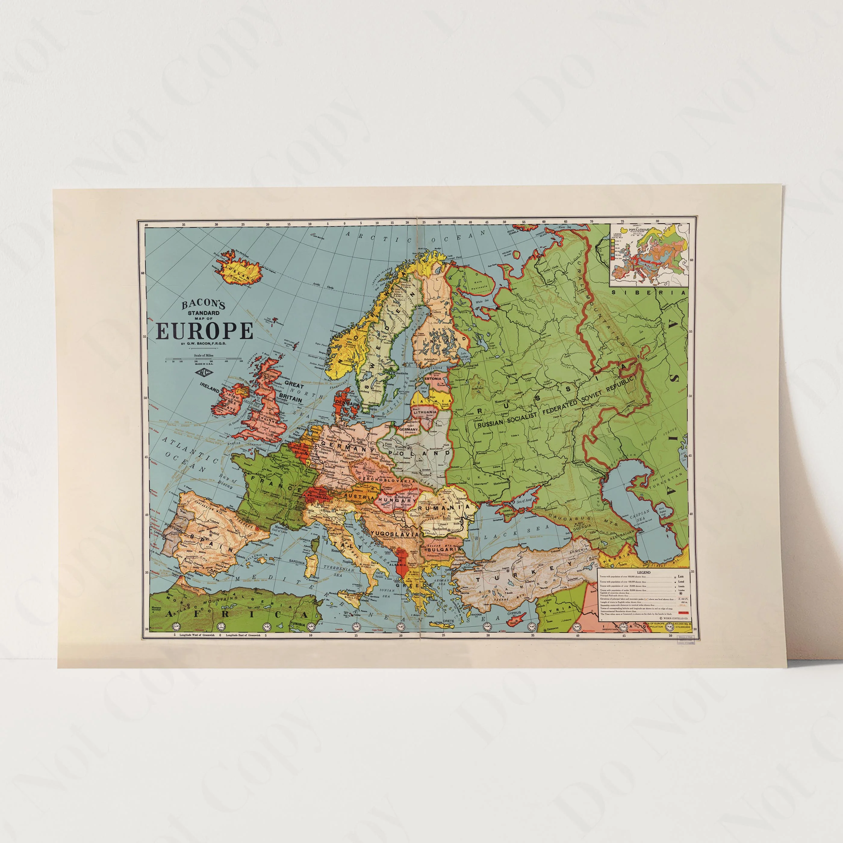 Bacon's Standard Map of Europe 1925 - Image 3