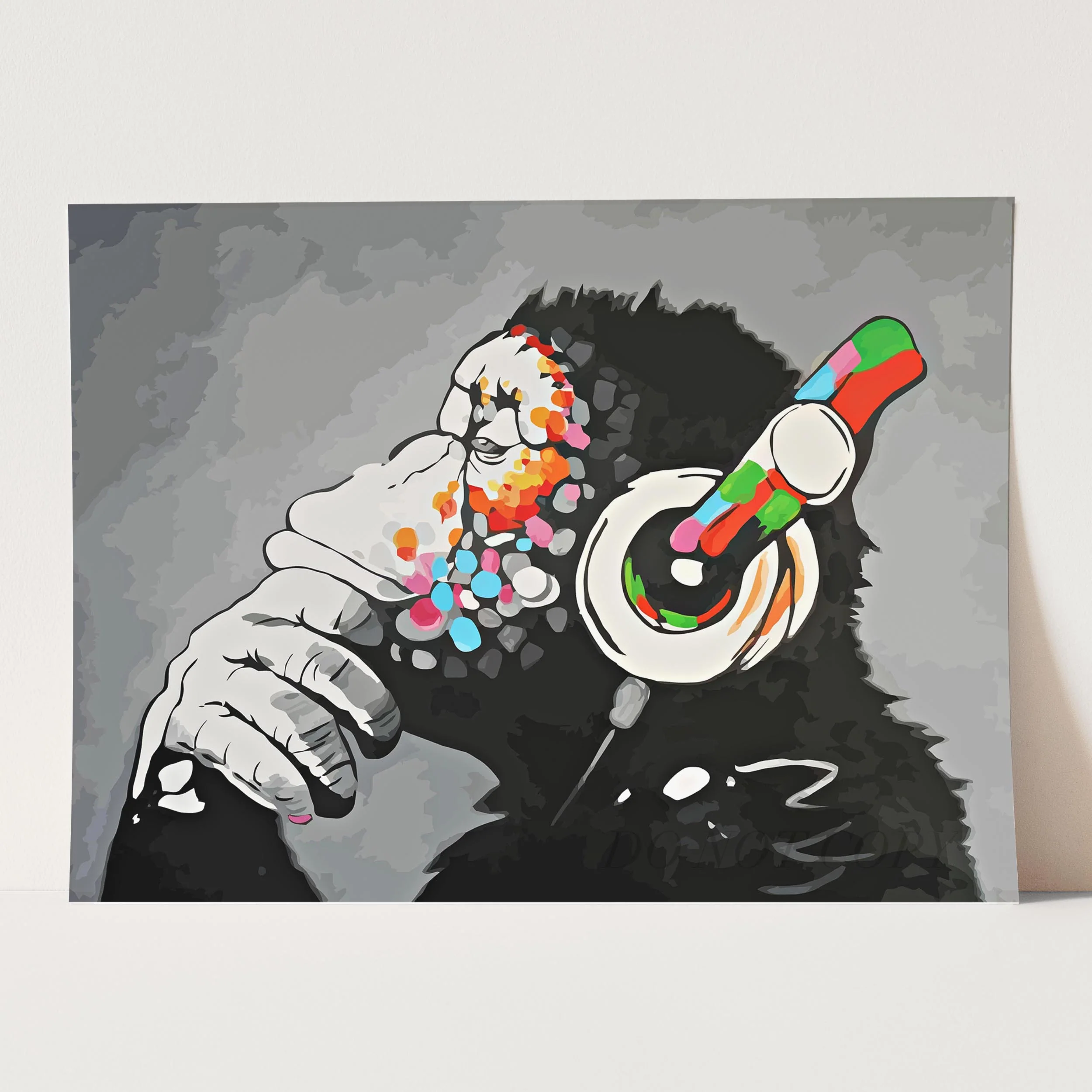 Banksy Monkey Beat - DJ Monkey Wearing Headphones - Image 3
