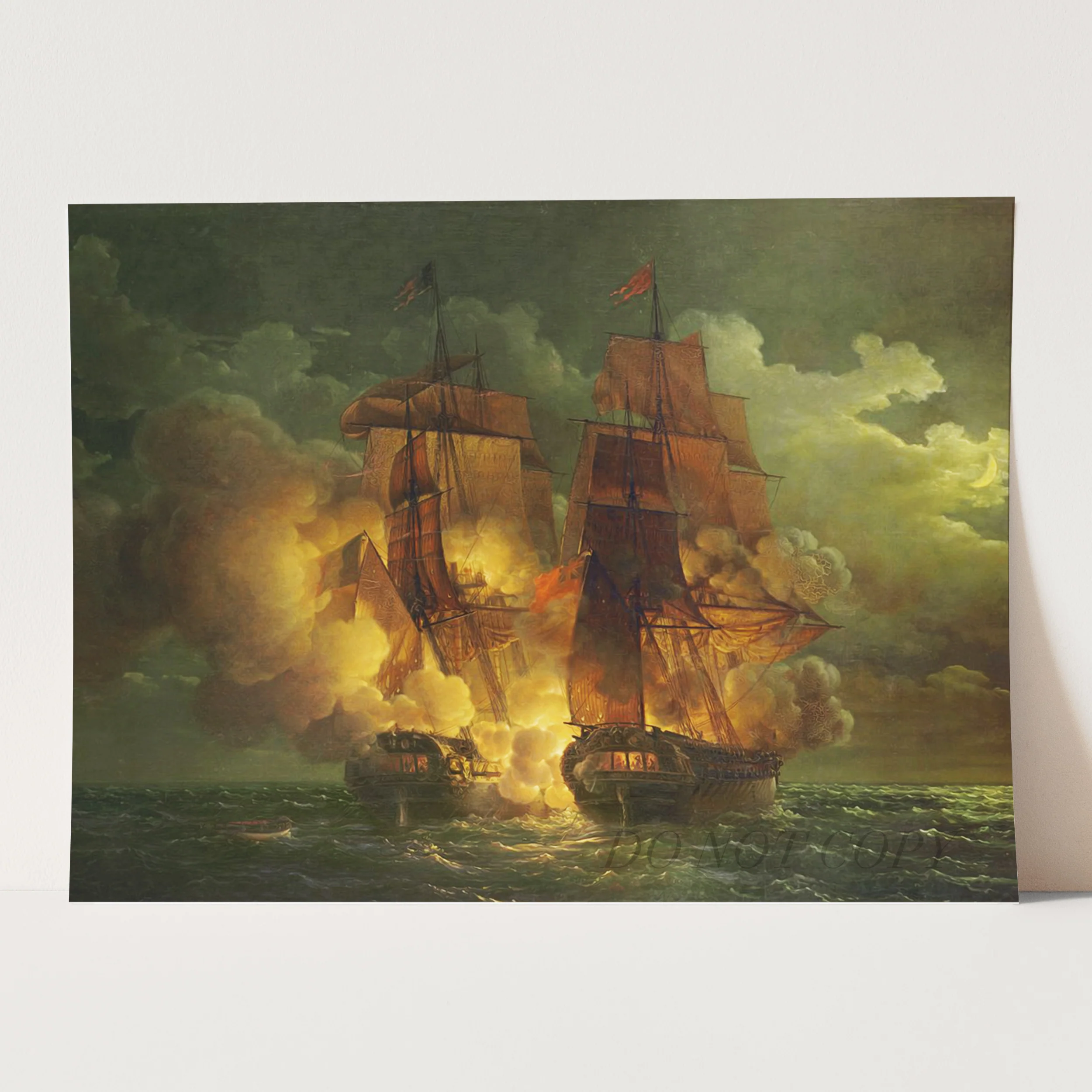 Battle Between the French Frigate 'Arethuse' and the English Frigate 'Amelia' by Louis Philippe Crepin - Image 3