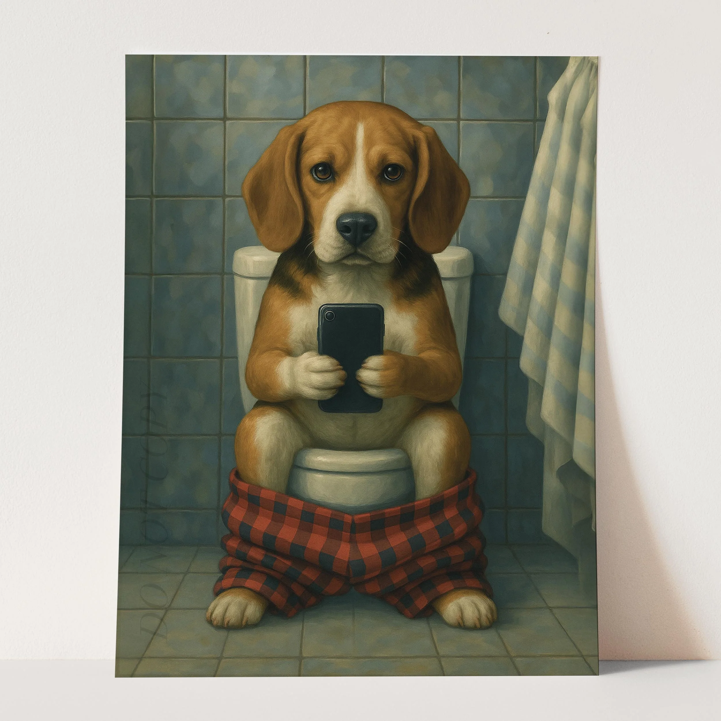 Beagle Dog On The Phone On The Toilet - Image 3