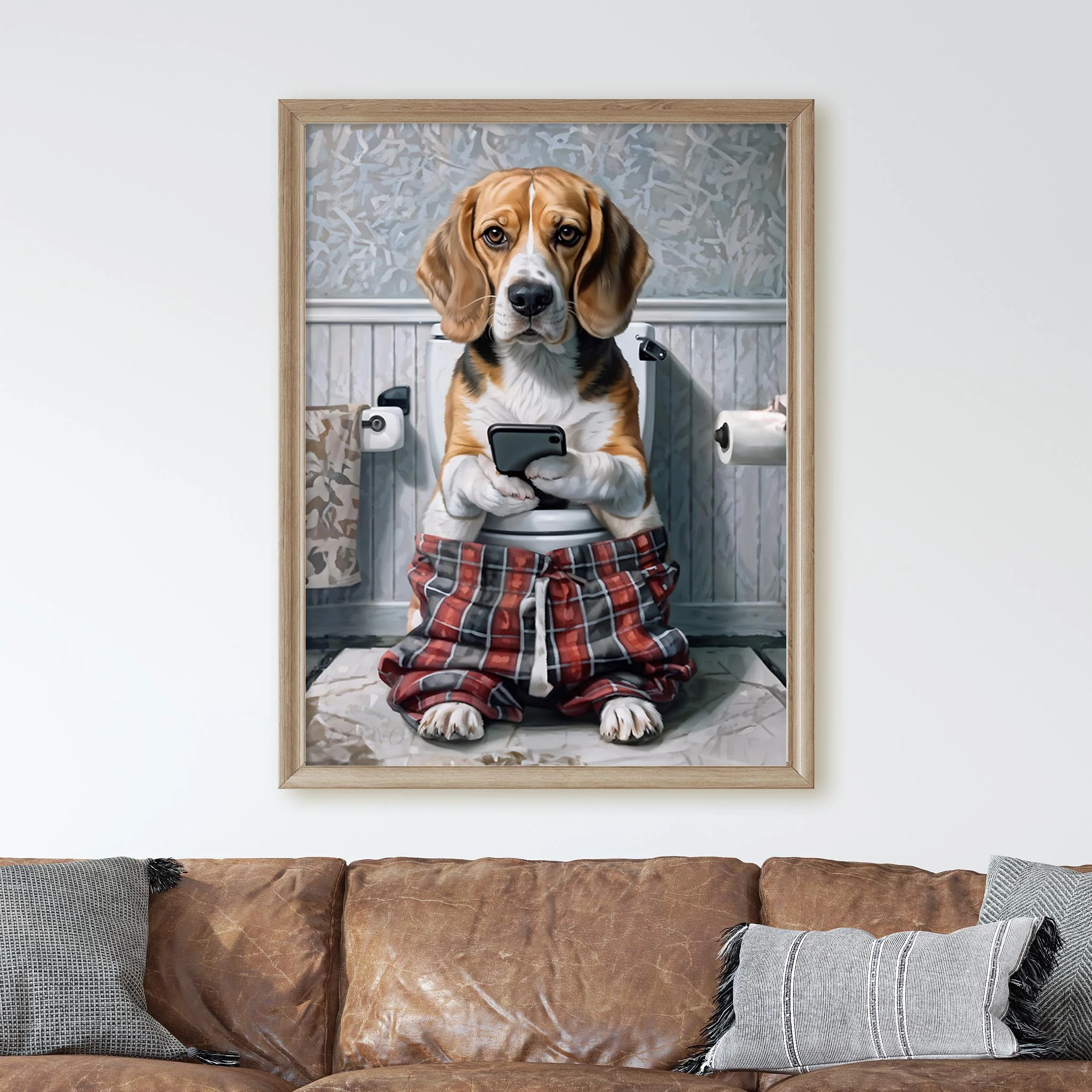 Beagle on Phone on the Toilet - Image 3