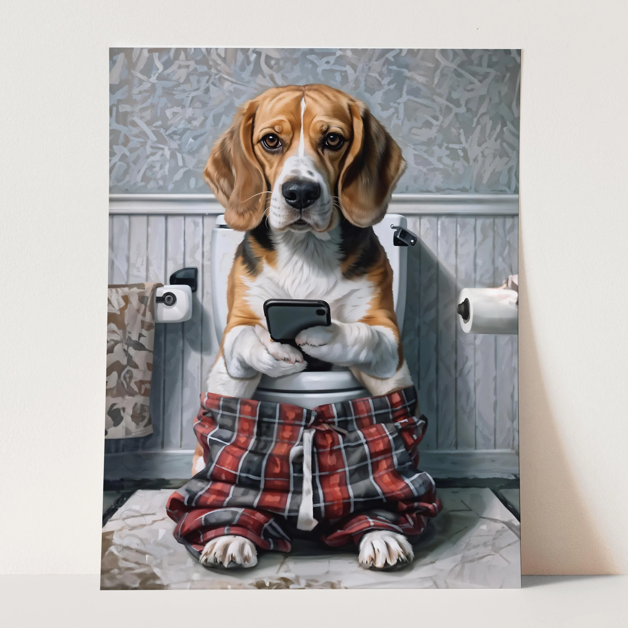 Beagle on Phone on the Toilet - Image 5