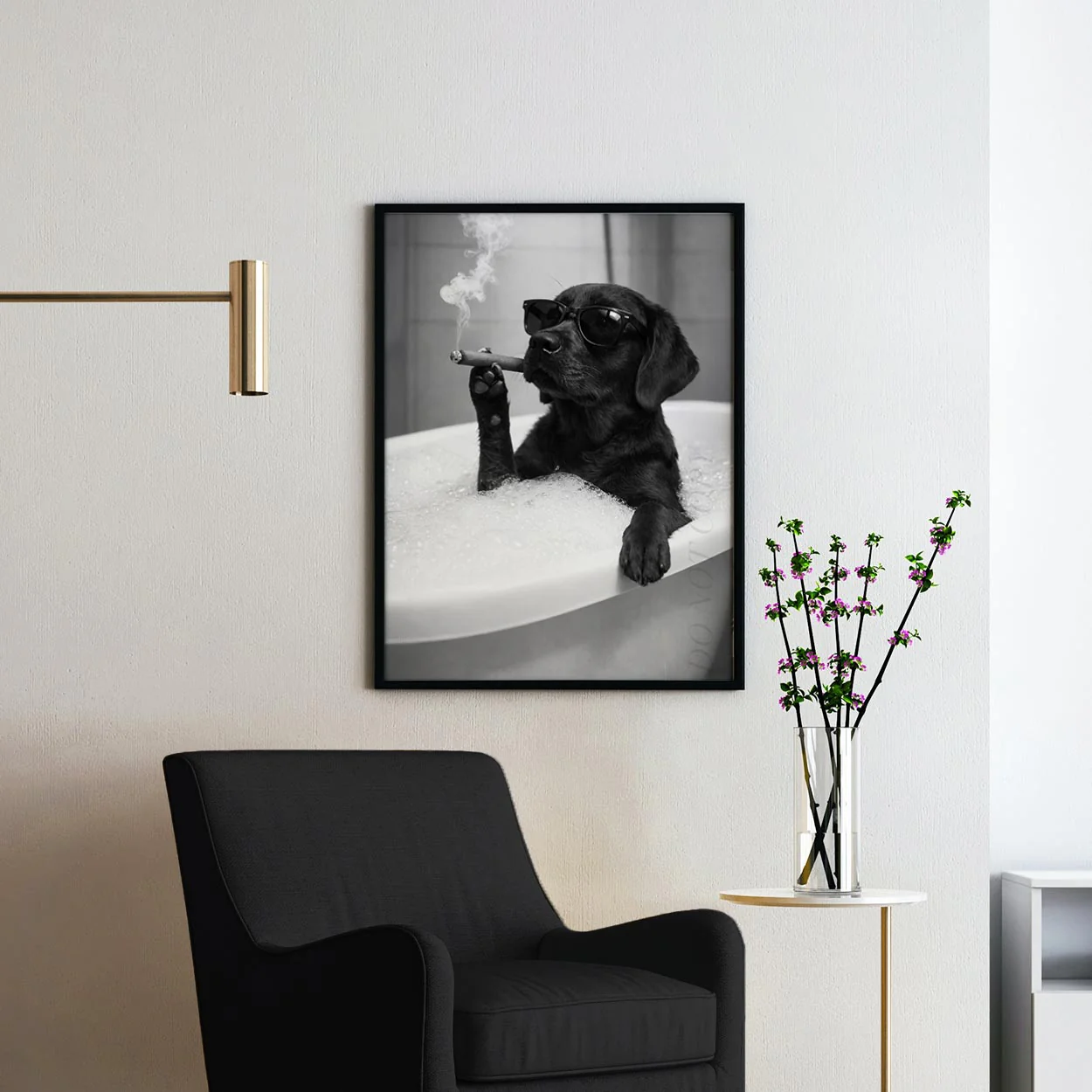 Black Labrador Retriever Dog Bathtub Cigar - Image 2