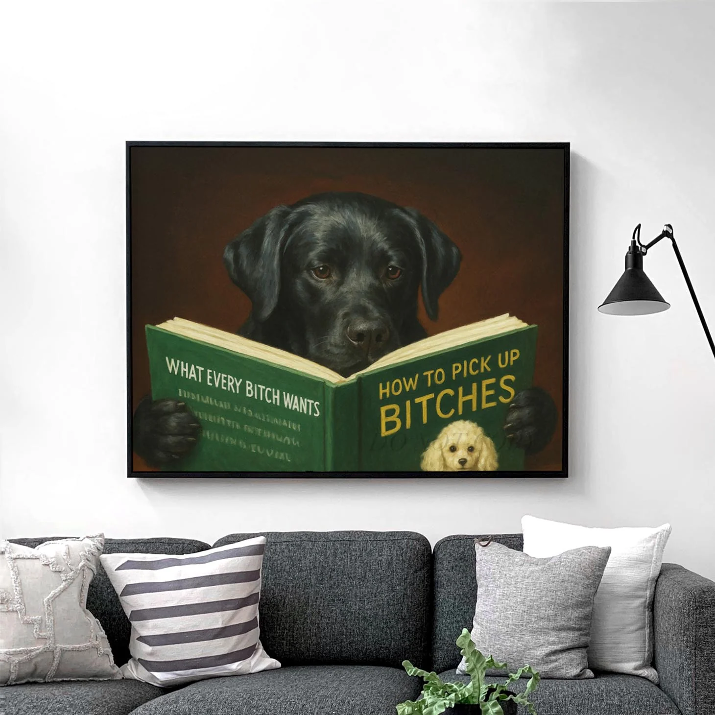 Black Labrador Retriever Dog Reading Dating Book - Image 2