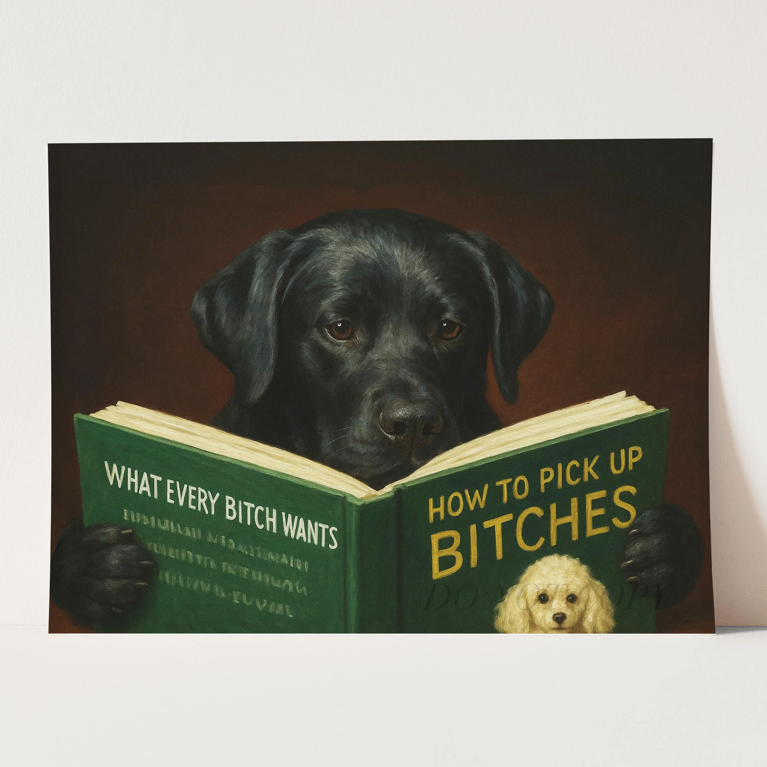 Black Labrador Retriever Dog Reading Dating Book - Image 3