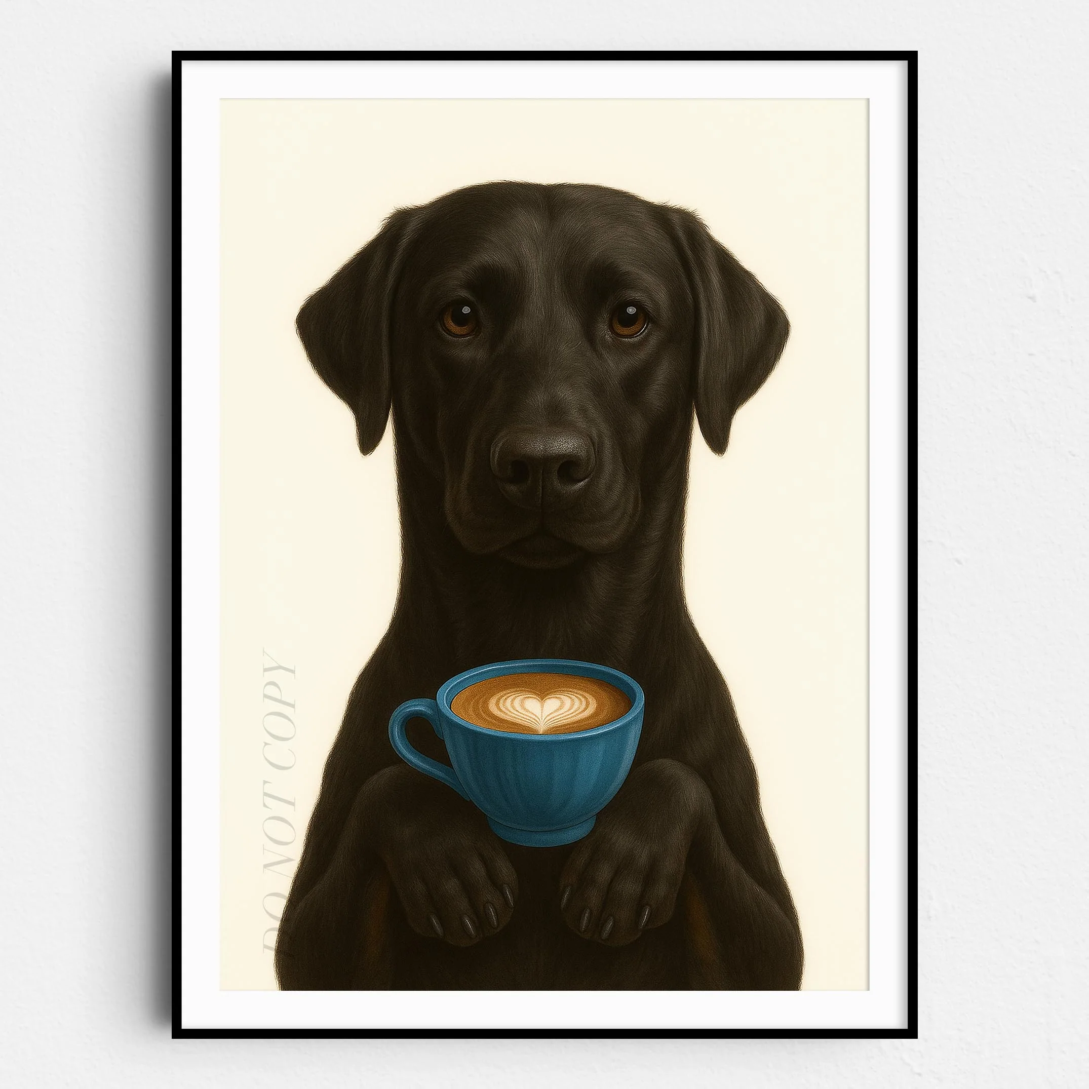 Black Labrador Retriever With Latte Of Love
