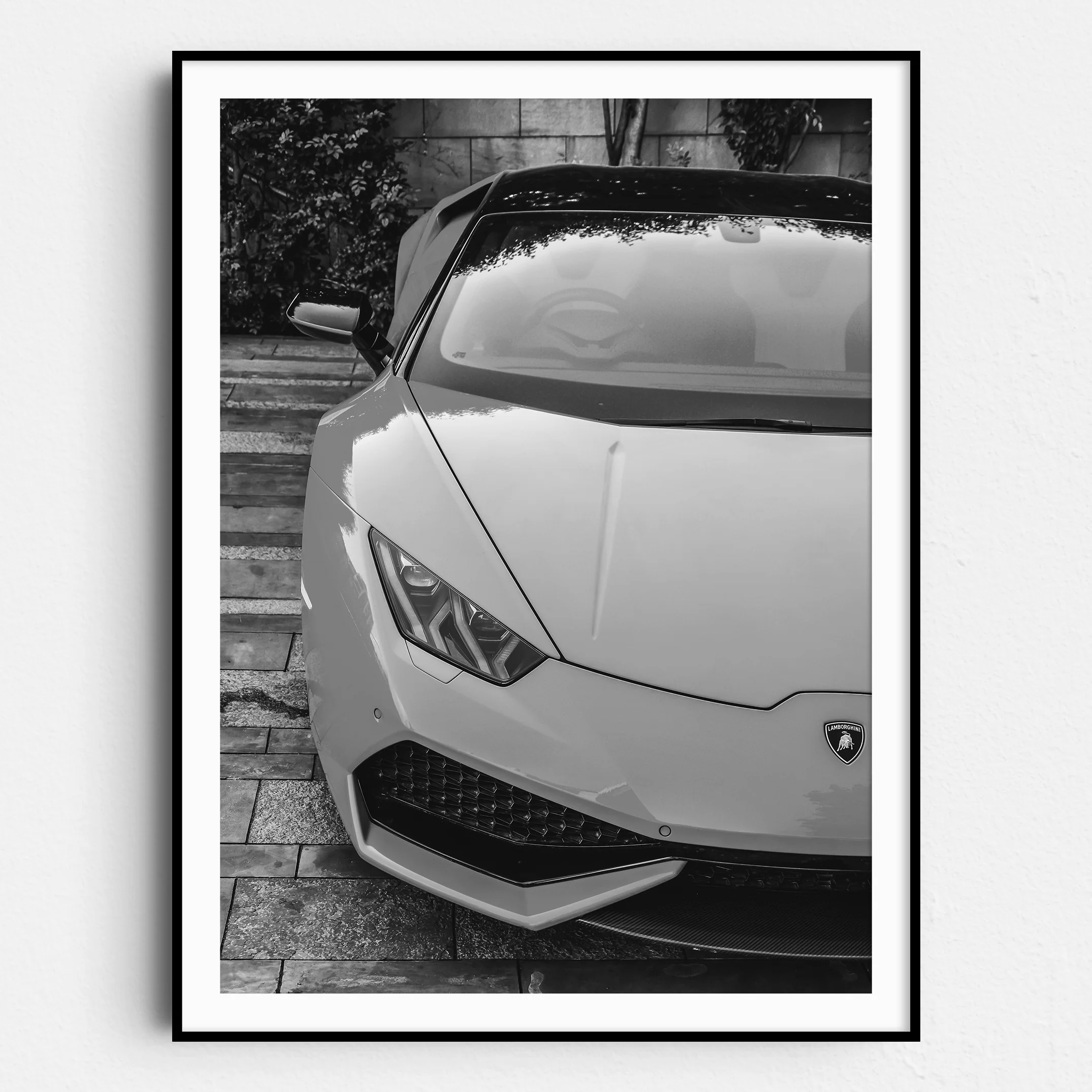Black & White Lamborghini Close Up Front