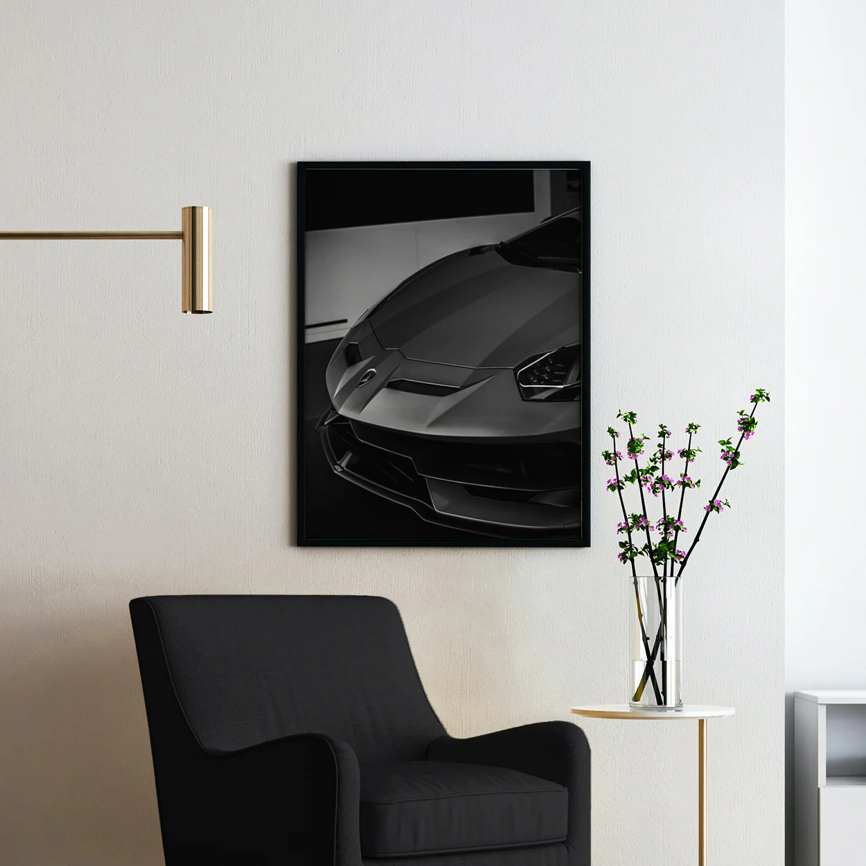 Black & White Lamborghini Front View - Image 2