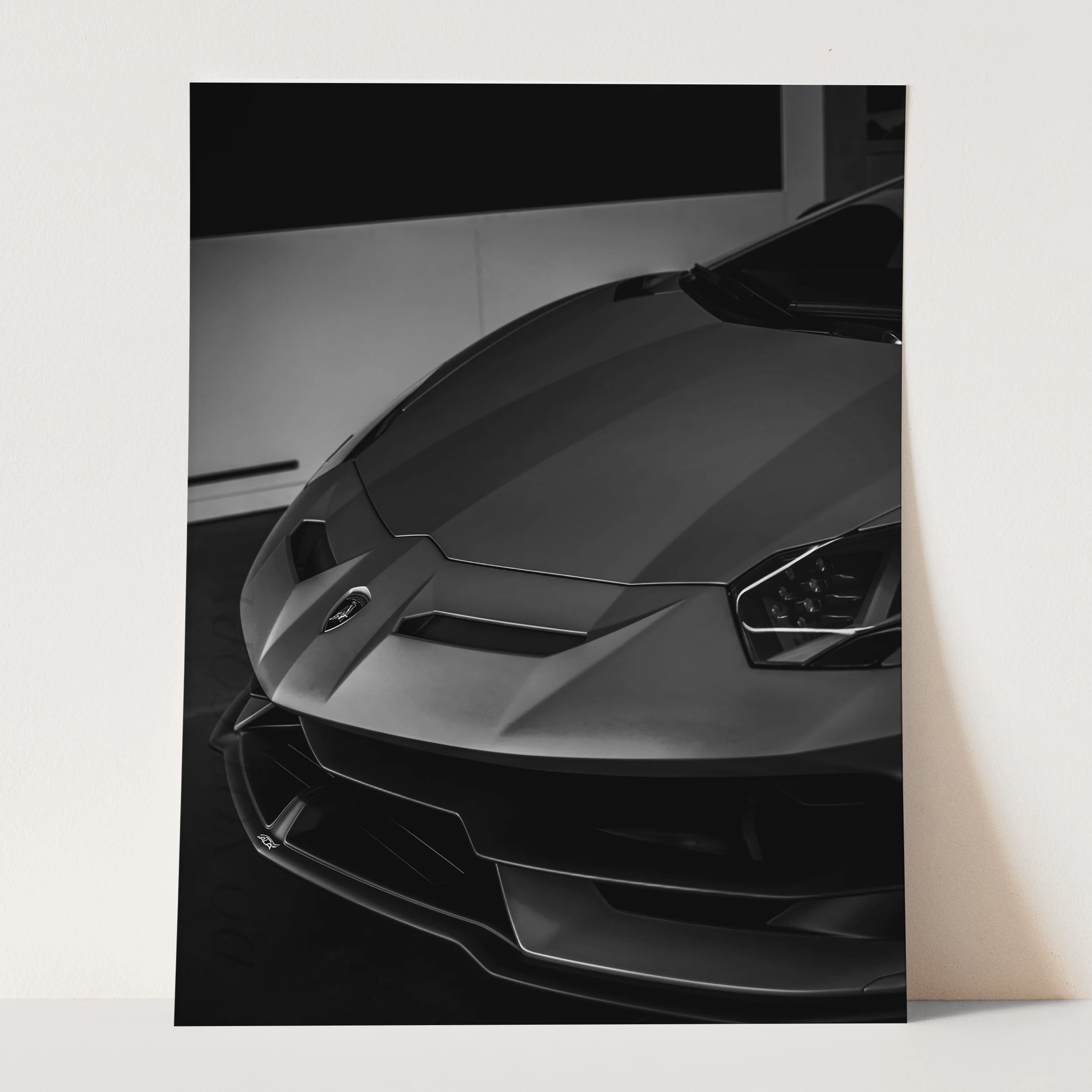 Black & White Lamborghini Front View - Image 3