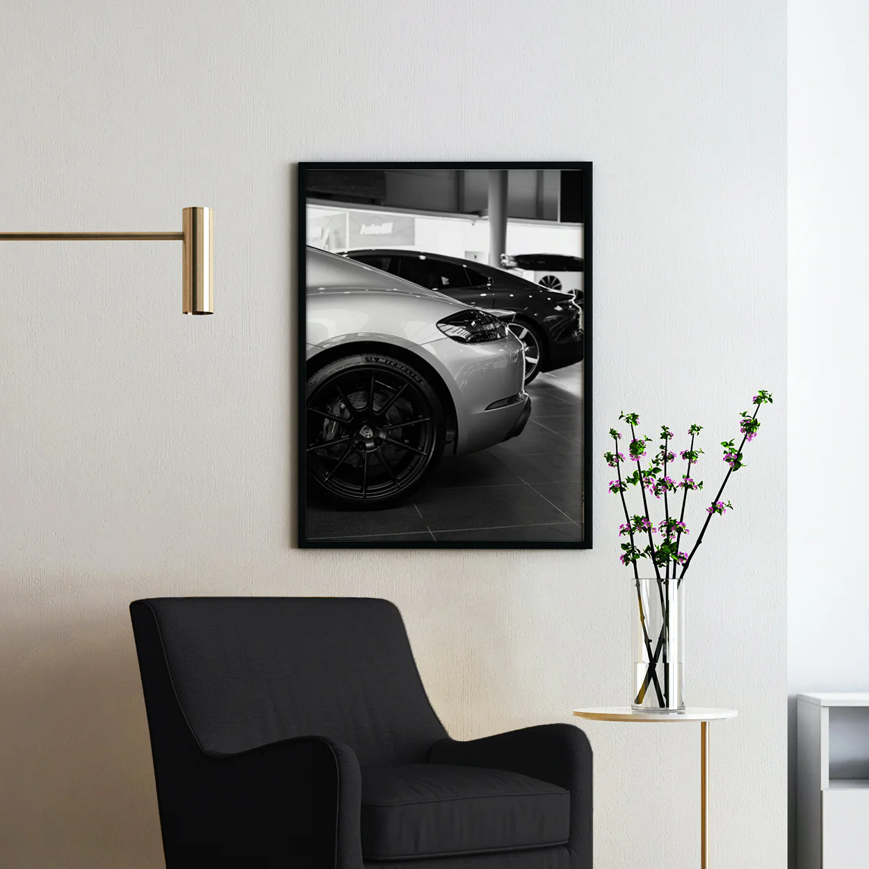 Black & White Porsche in the Showroom - Image 2