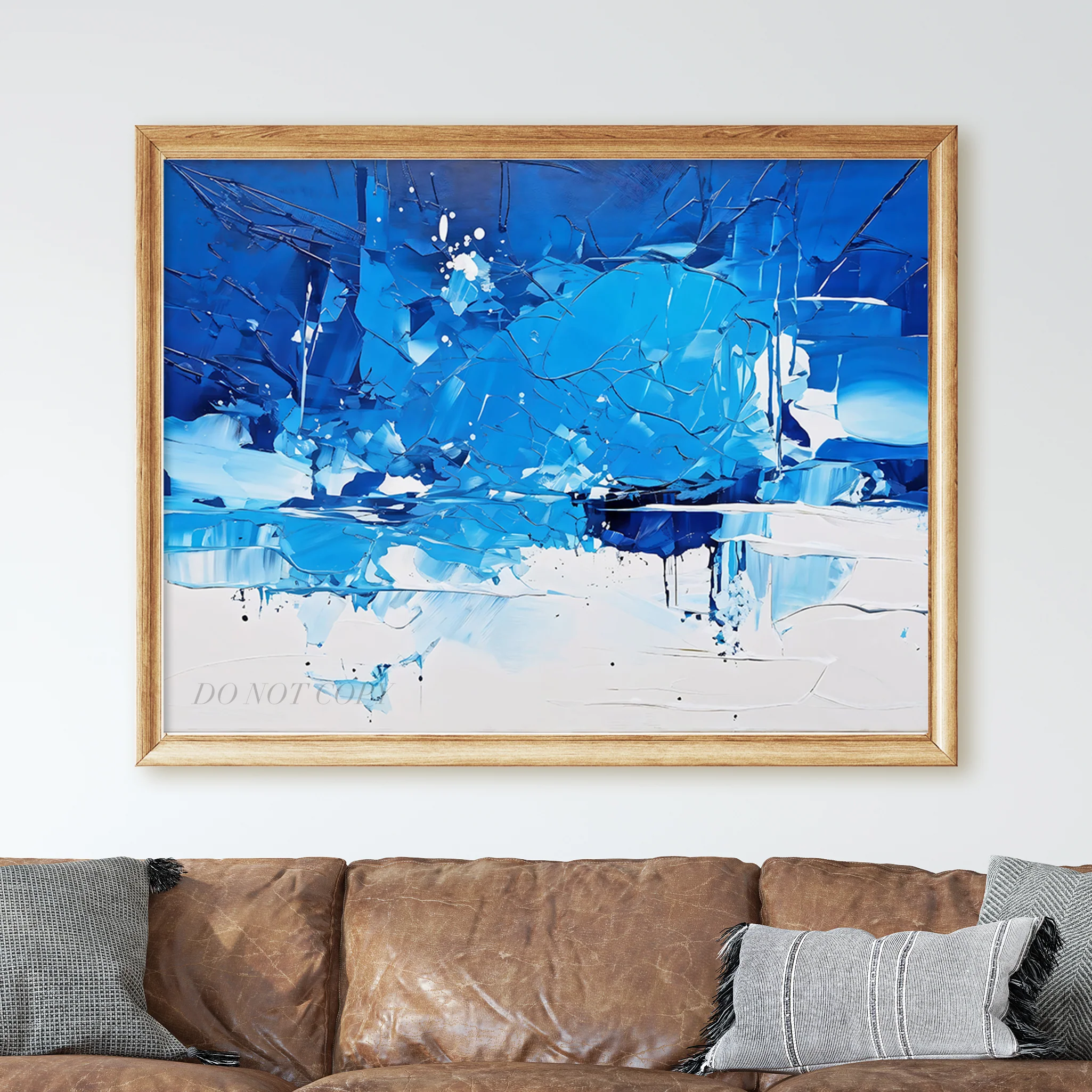 Blue and White Abstract Painting - Image 2