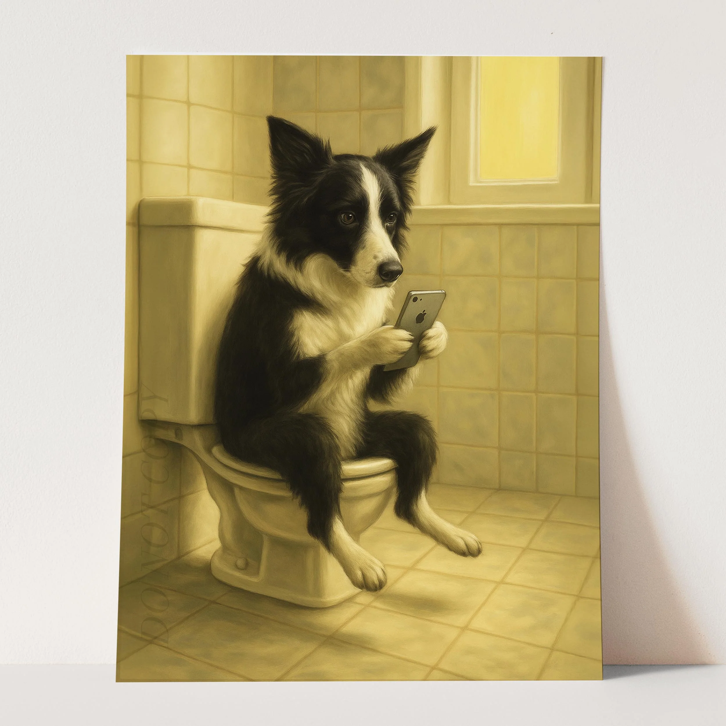Border Collie On The Phone On The Toilet - Image 3