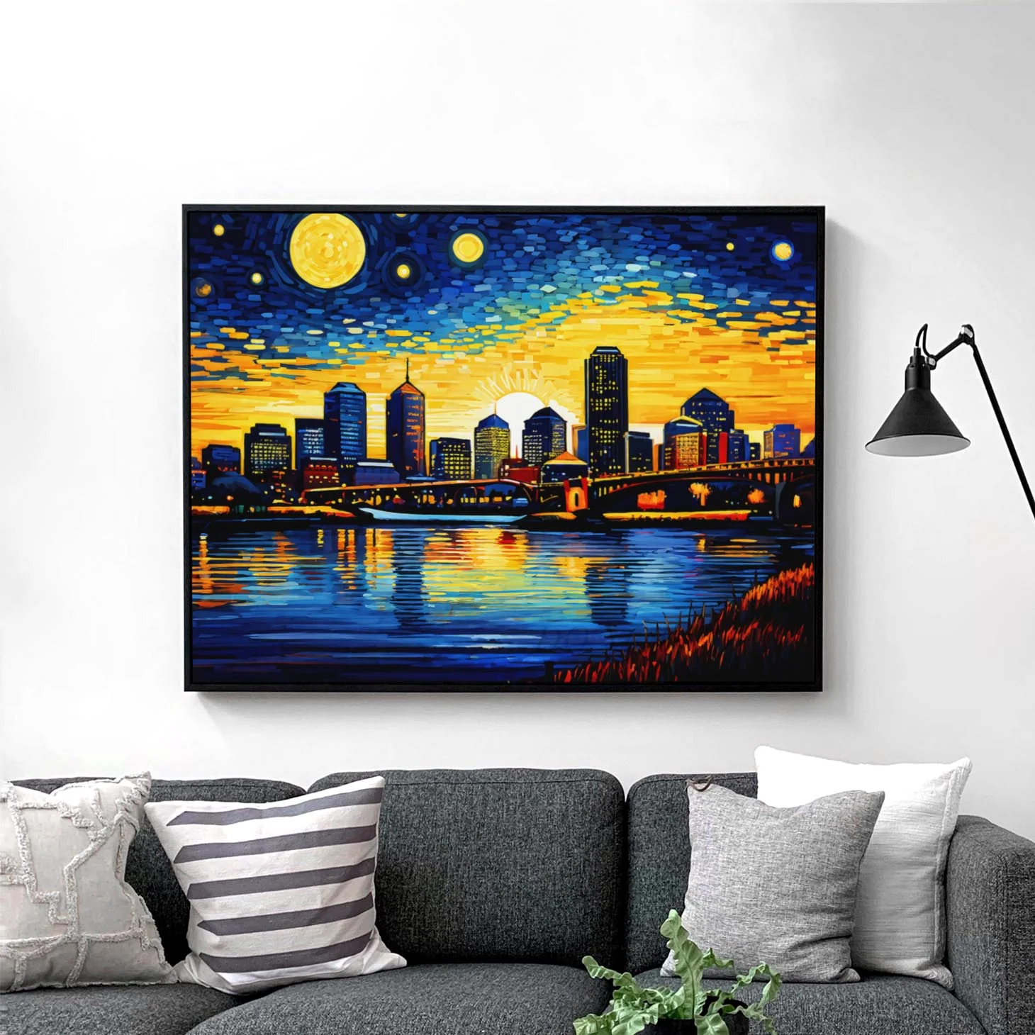 Boston City Skyline as Van Gogh Starry Night - Image 3
