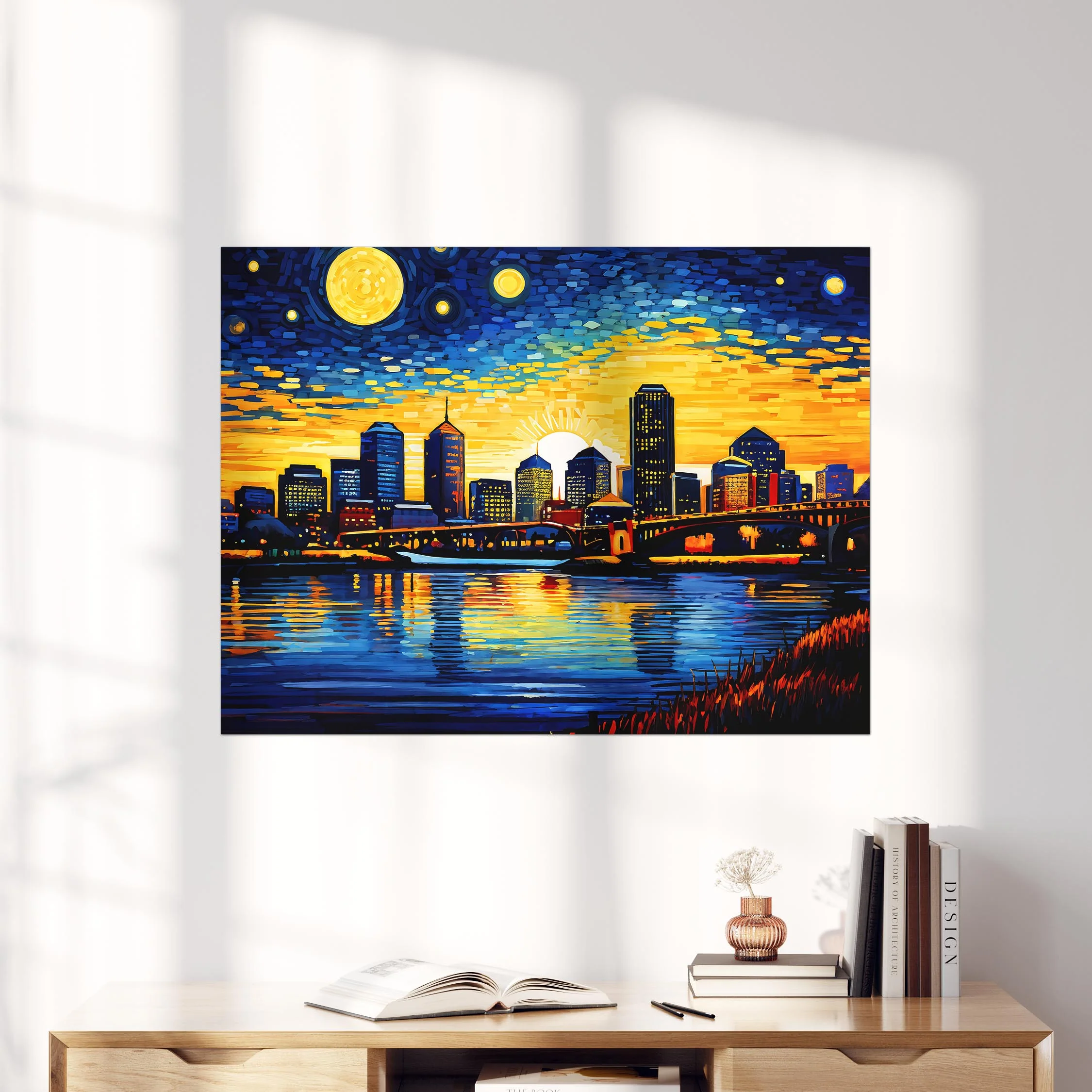 Boston City Skyline as Van Gogh Starry Night - Image 4