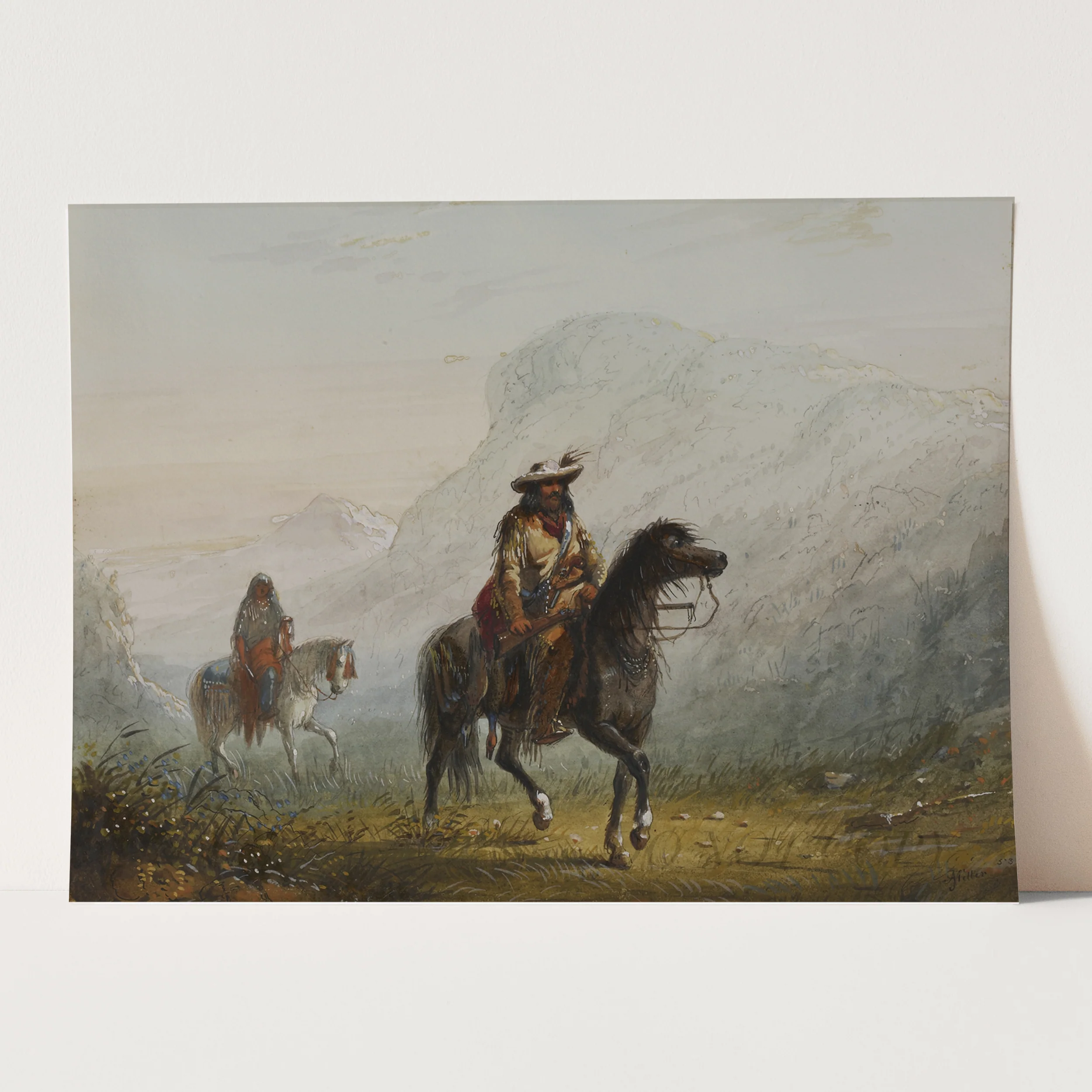 Bourgeois W---r, and His Squaw by Alfred Jacob Miller - Image 3