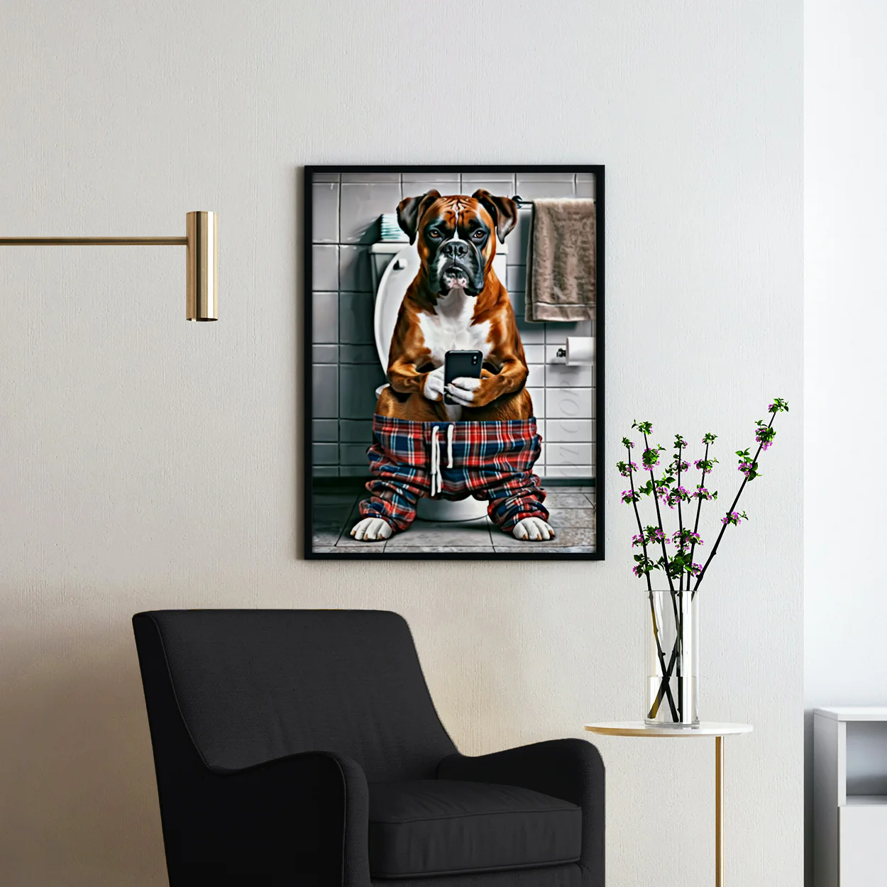 Boxer on Phone on the Toilet - Image 2