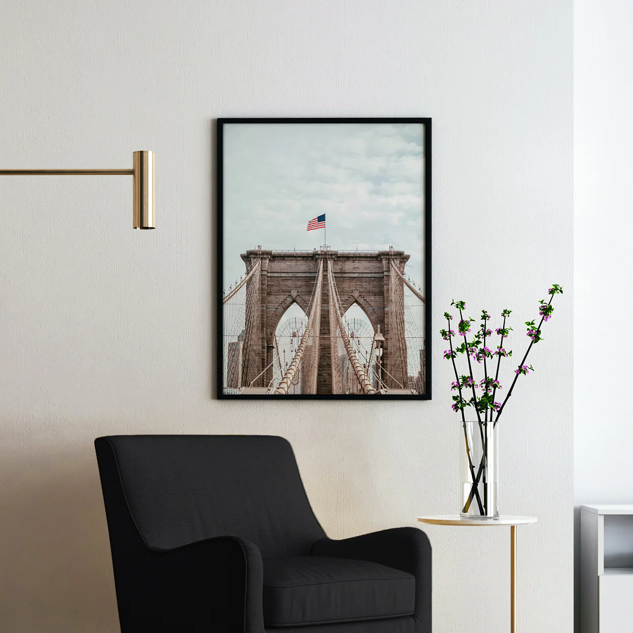 Brooklyn Bridge With American Flag - Image 2