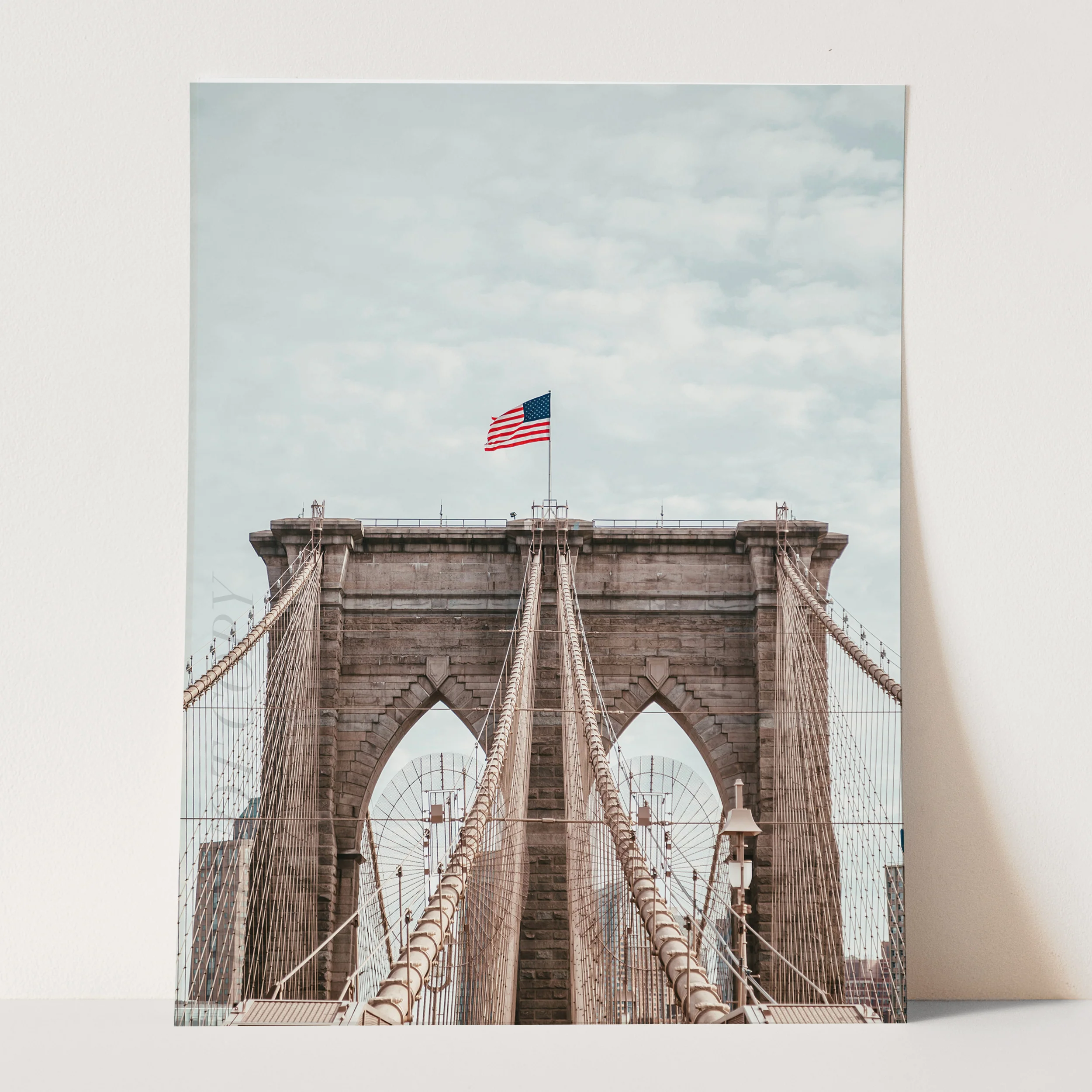 Brooklyn Bridge With American Flag - Image 3