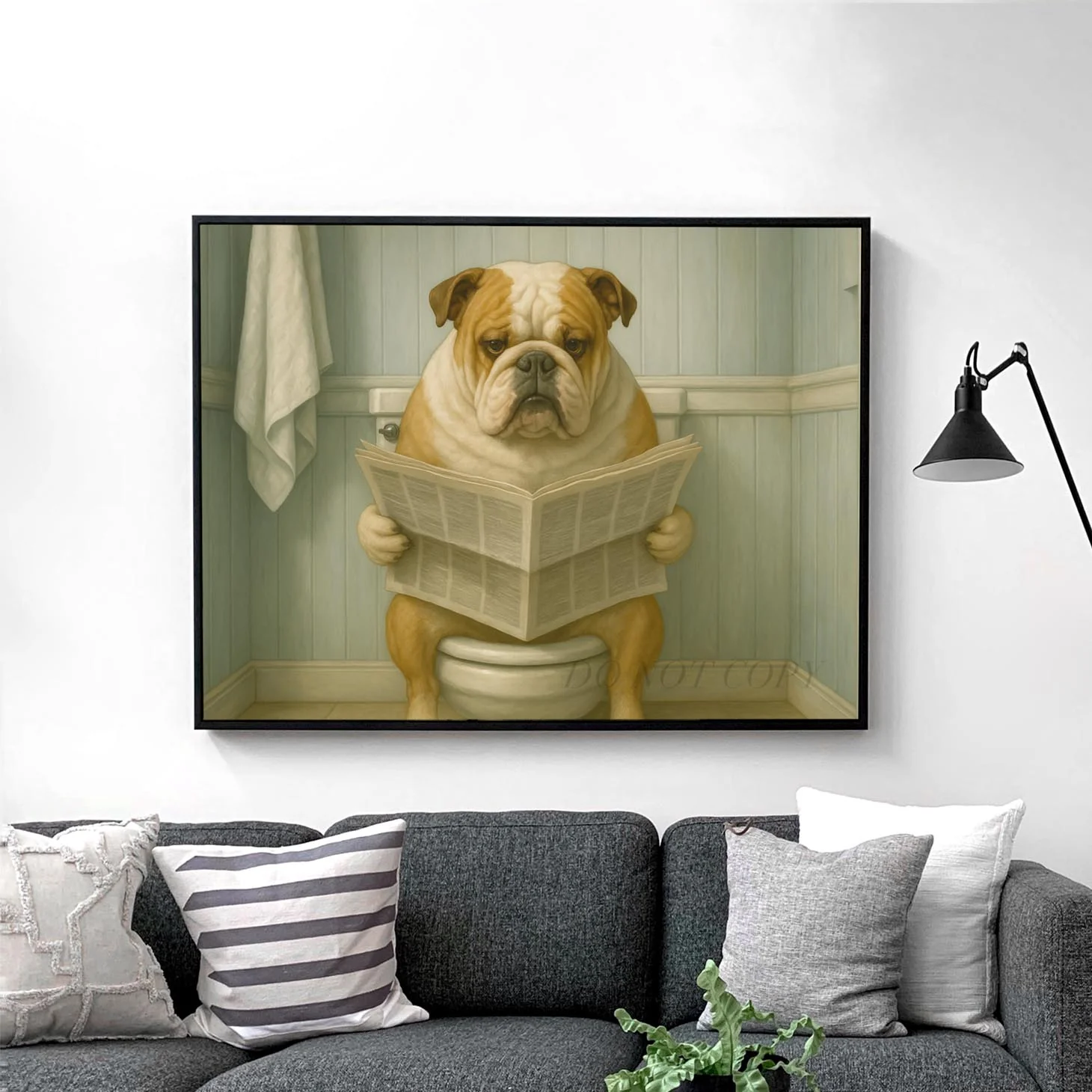 Bulldog Reading The Newspaper On The Toilet - Image 2