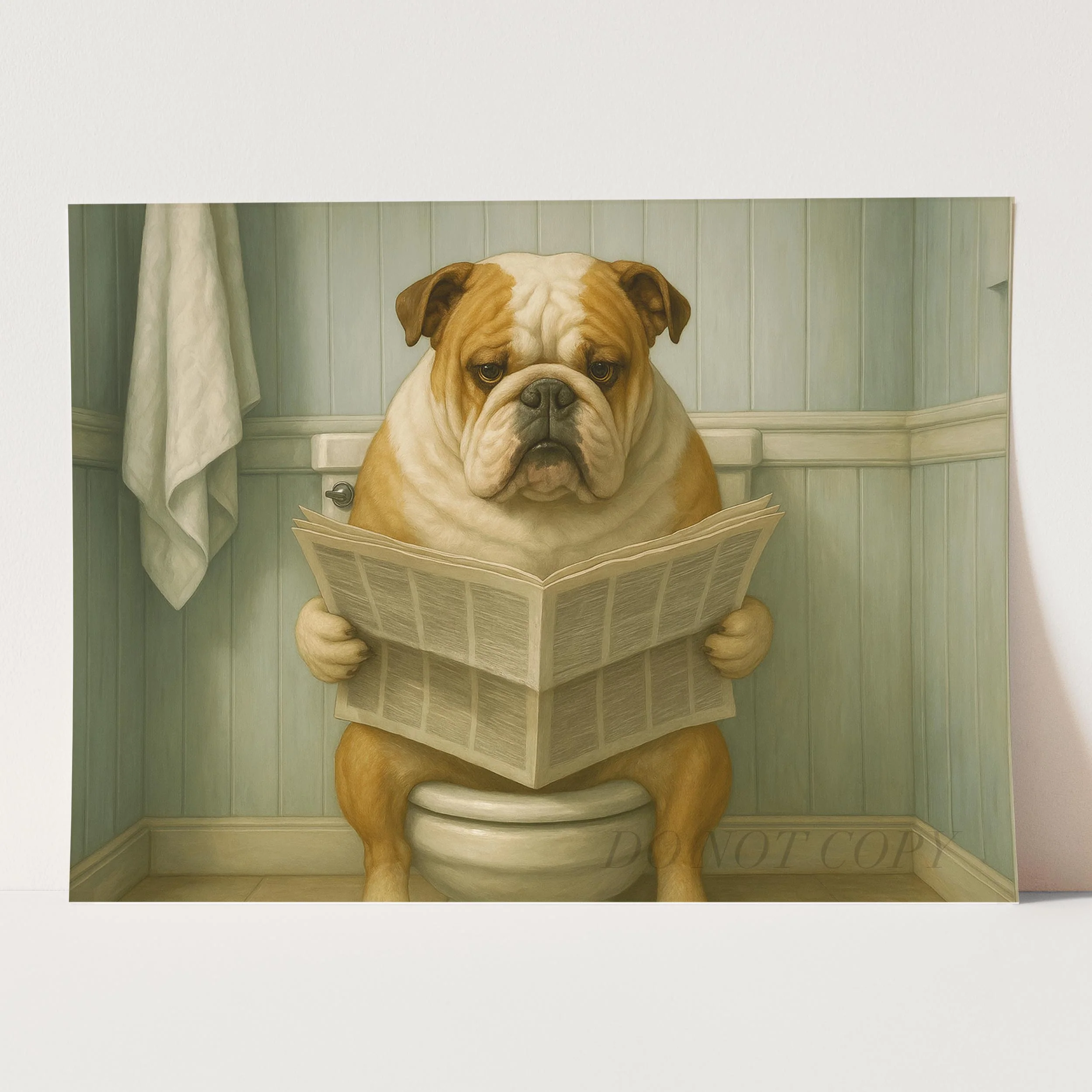 Bulldog Reading The Newspaper On The Toilet - Image 3