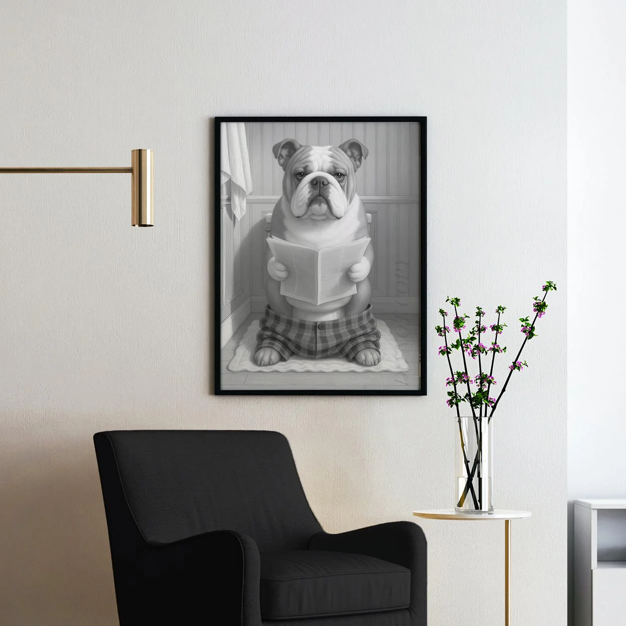 Bulldog Reading The Newspaper On The Toilet - Image 2