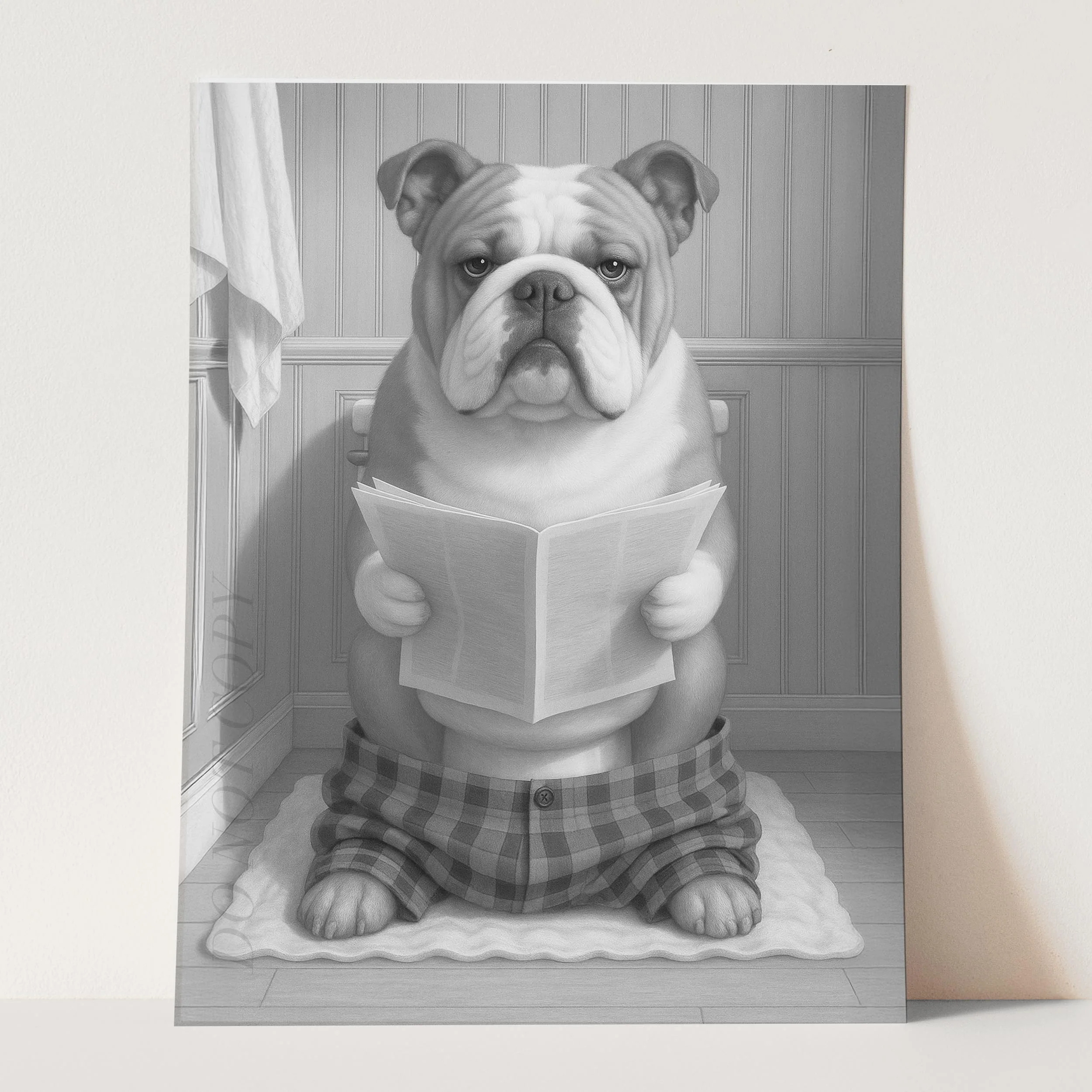 Bulldog Reading The Newspaper On The Toilet - Image 3