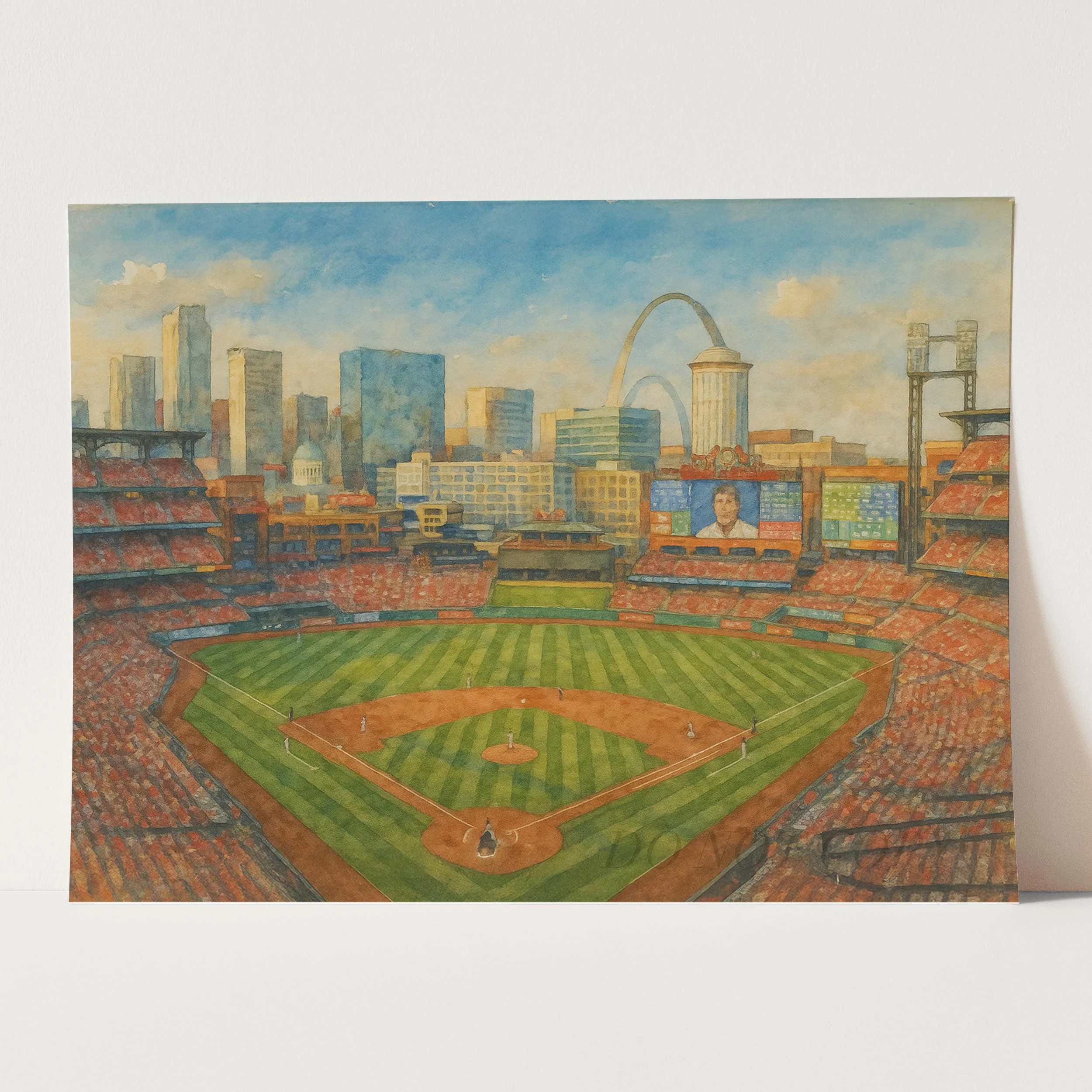 Busch Stadium St Louis Watercolor Painting - Image 3
