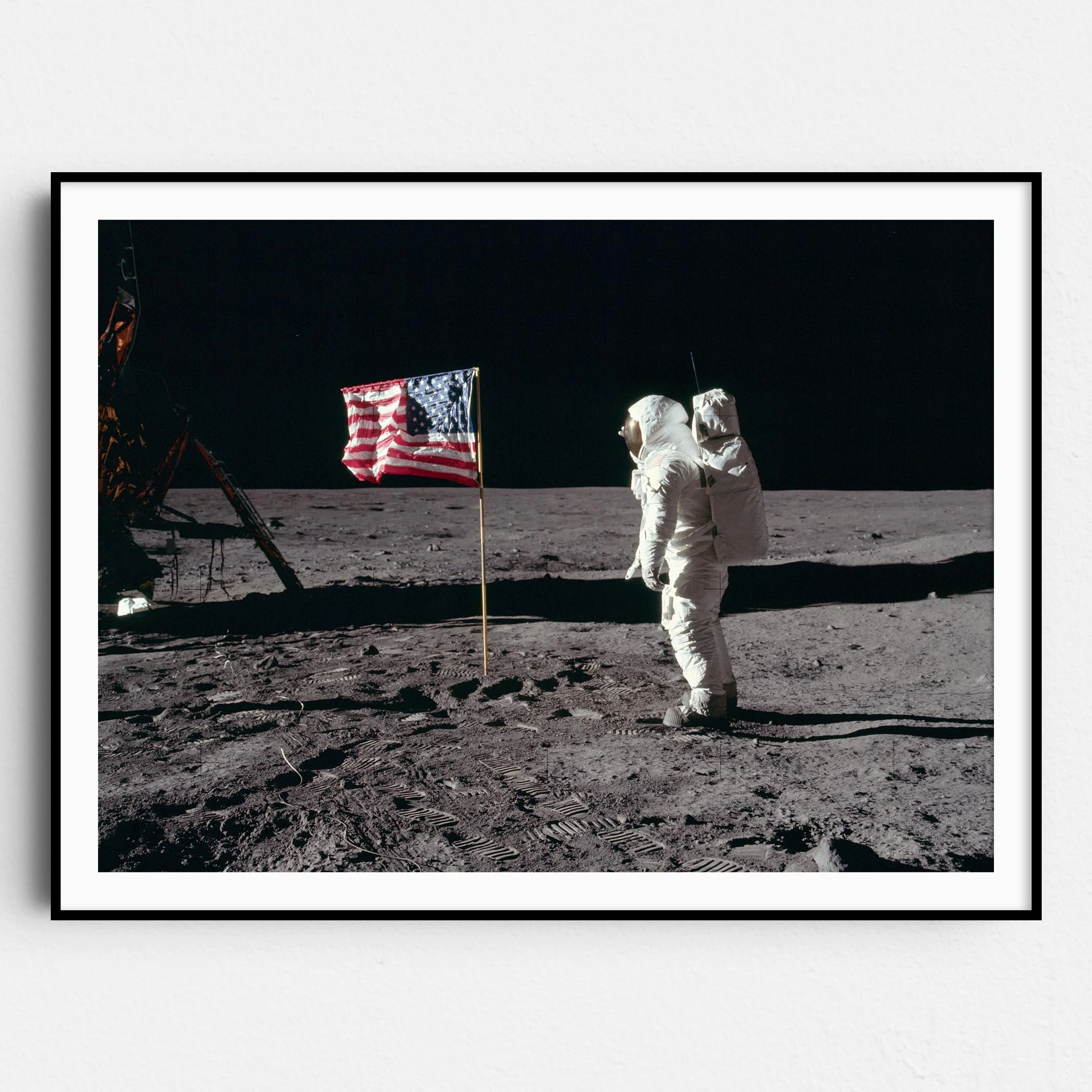 Buzz Aldrin Salutes The USA Flag On The Moon