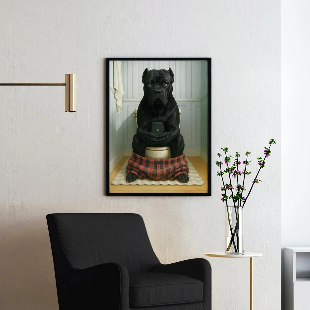 Cane Corso Dog On The Phone On The Toilet - Image 2