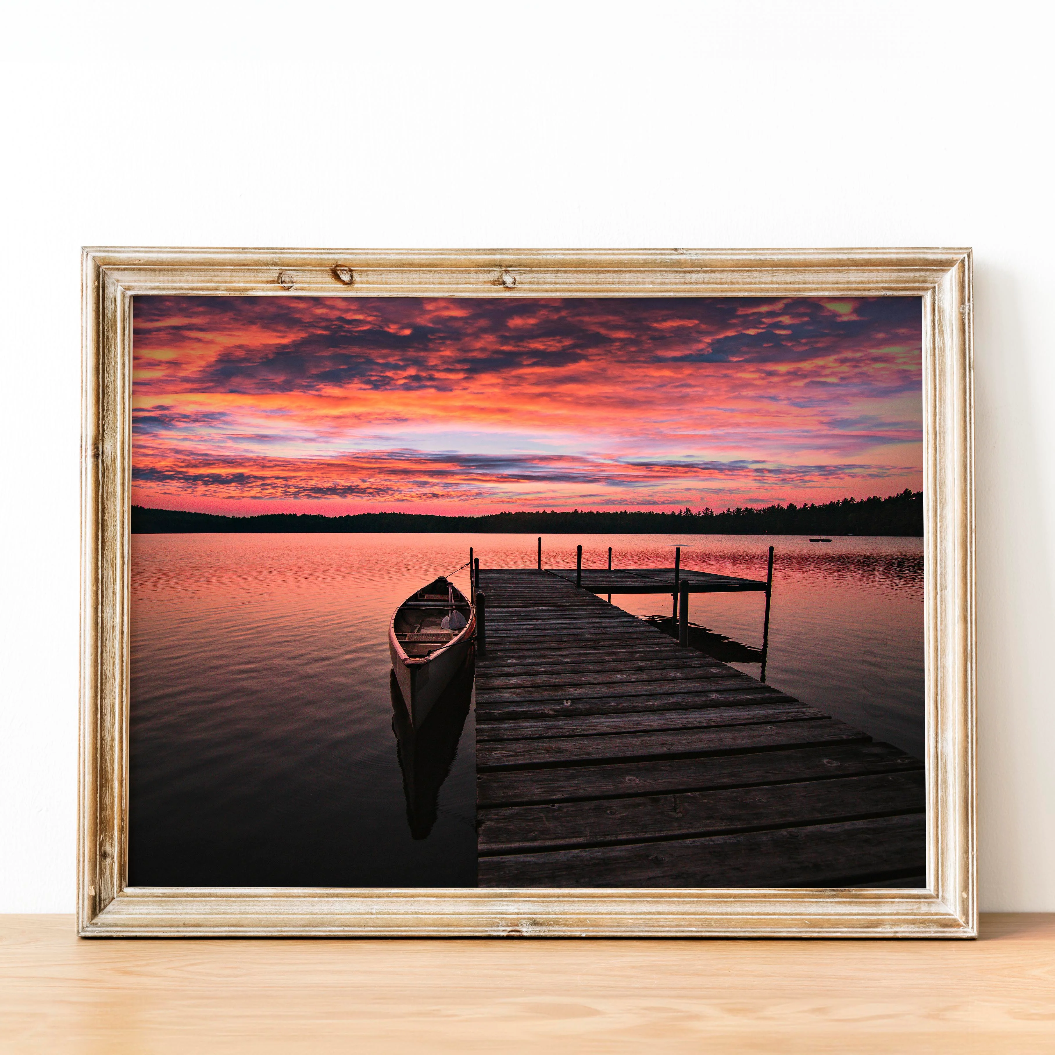 Canoe On Lake In Adirondack Mountains - Image 2