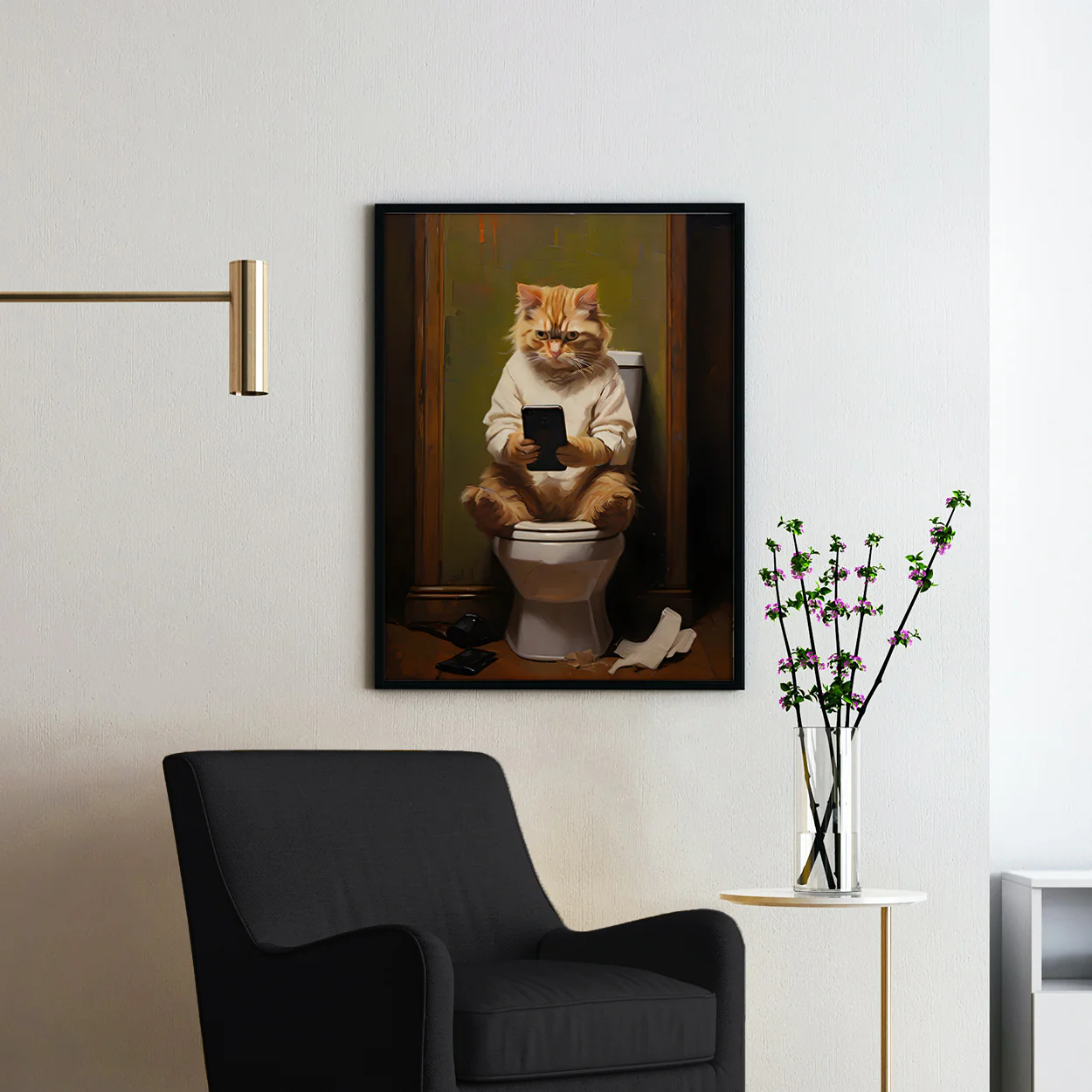Cat On Phone On The Toilet - Image 2