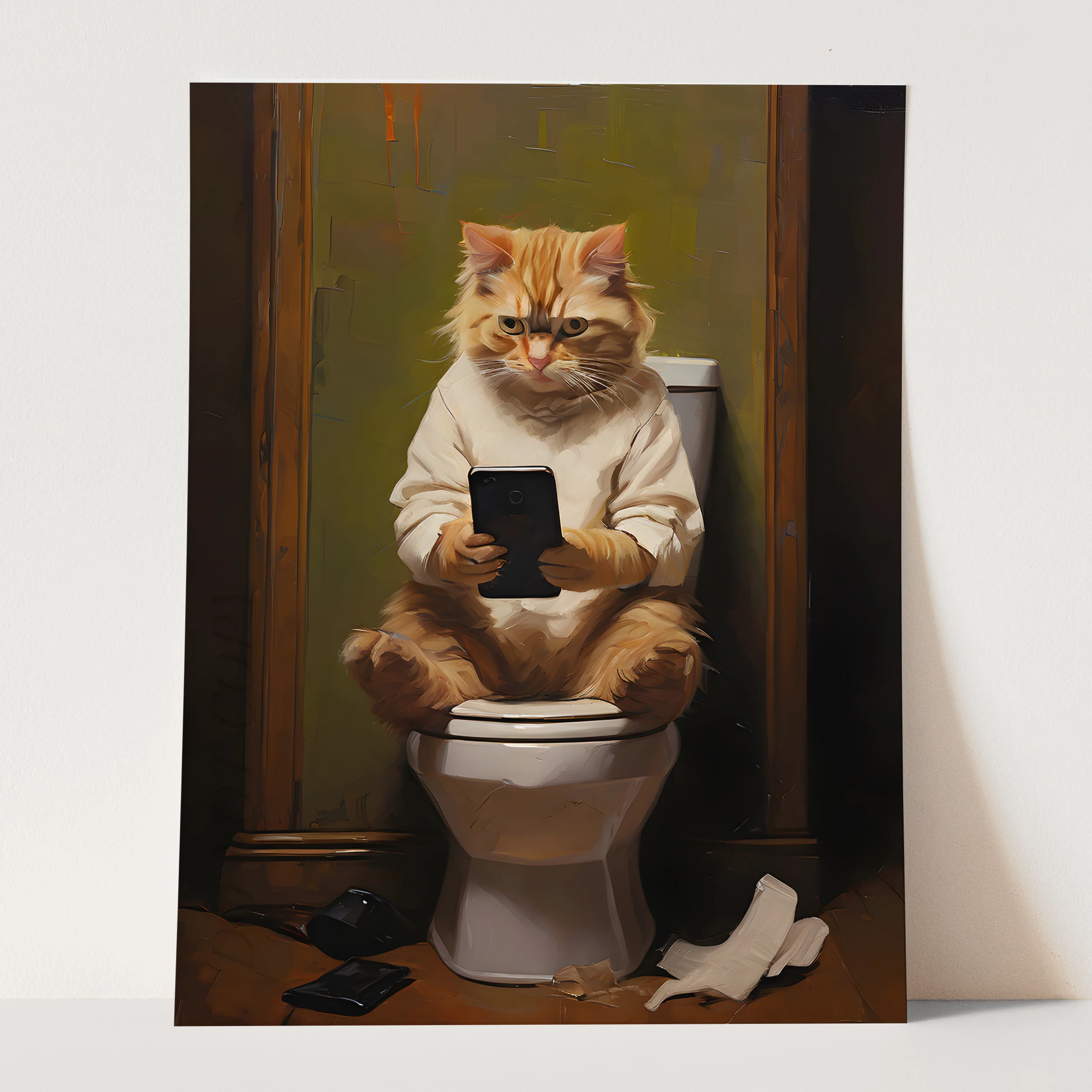 Cat On Phone On The Toilet - Image 3
