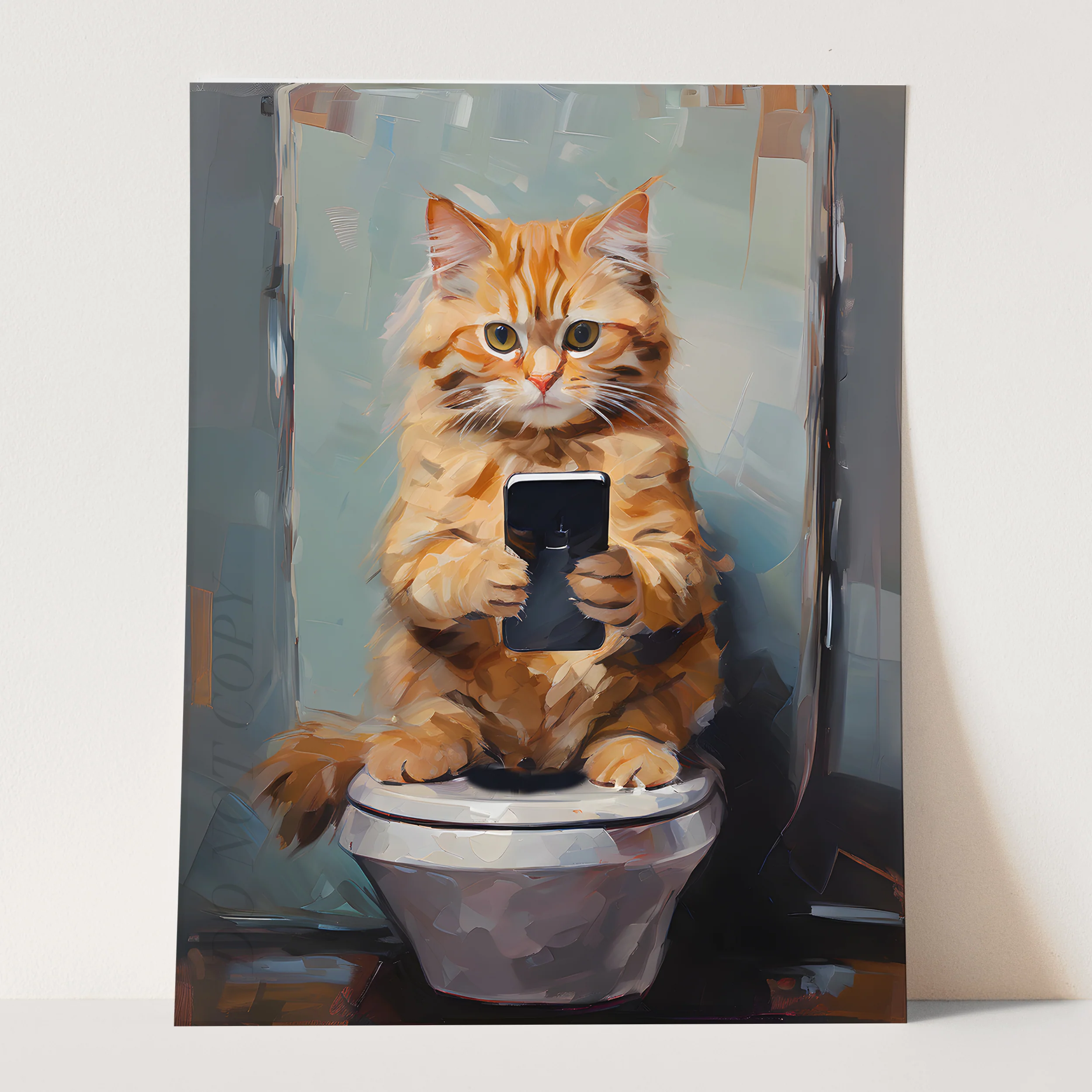 Cat On The Phone On The Toilet - Image 3