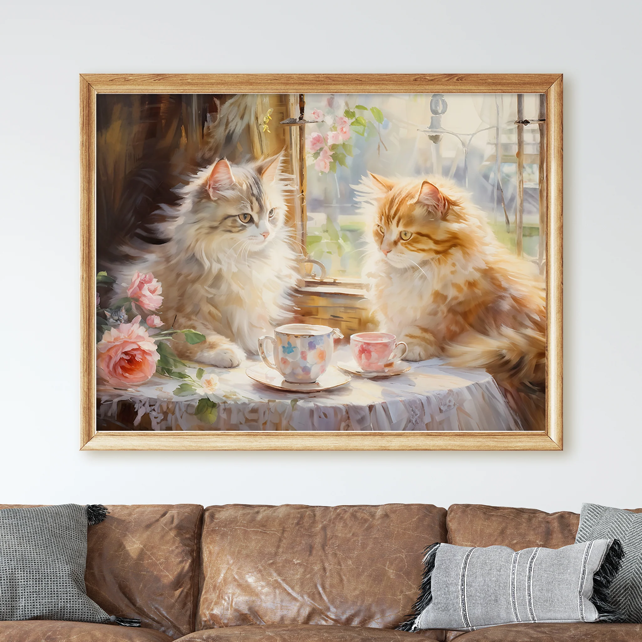 Cats Having Tea - Impressionist Style - Image 2