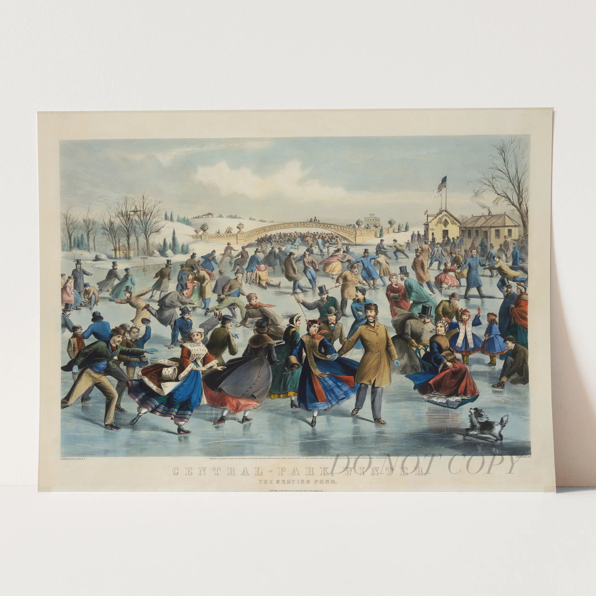 Central Park Winter "The Skating Pond" 1862 by Currier & Ives - Image 3