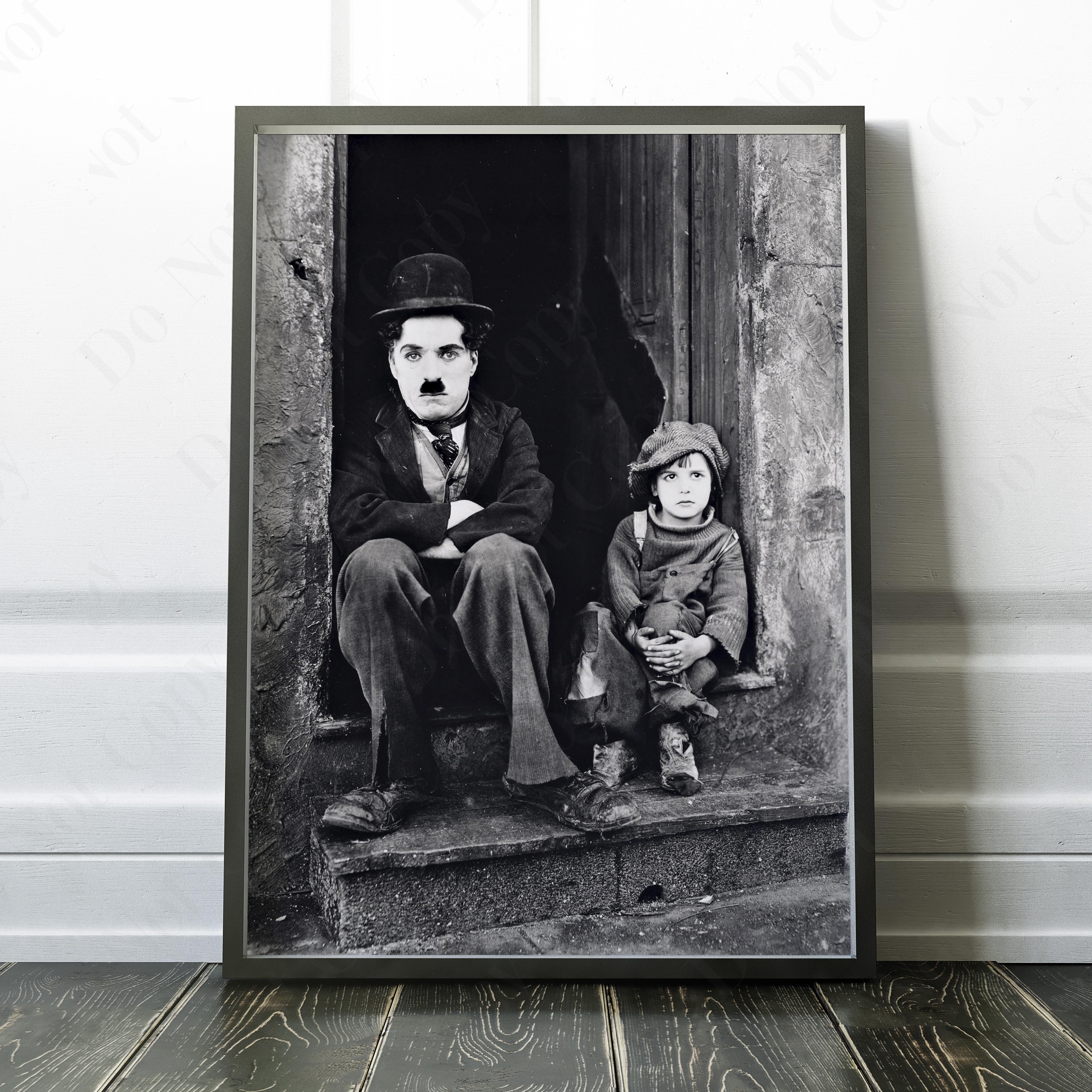 Charlie Chaplin With Child In The Kid 1920s