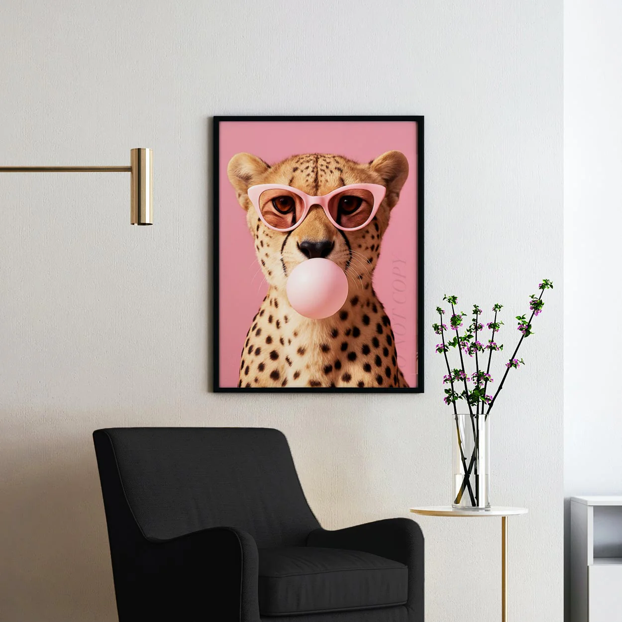 Cheetah with Sunglasses Blowing Pink Bubble Gum - Image 2