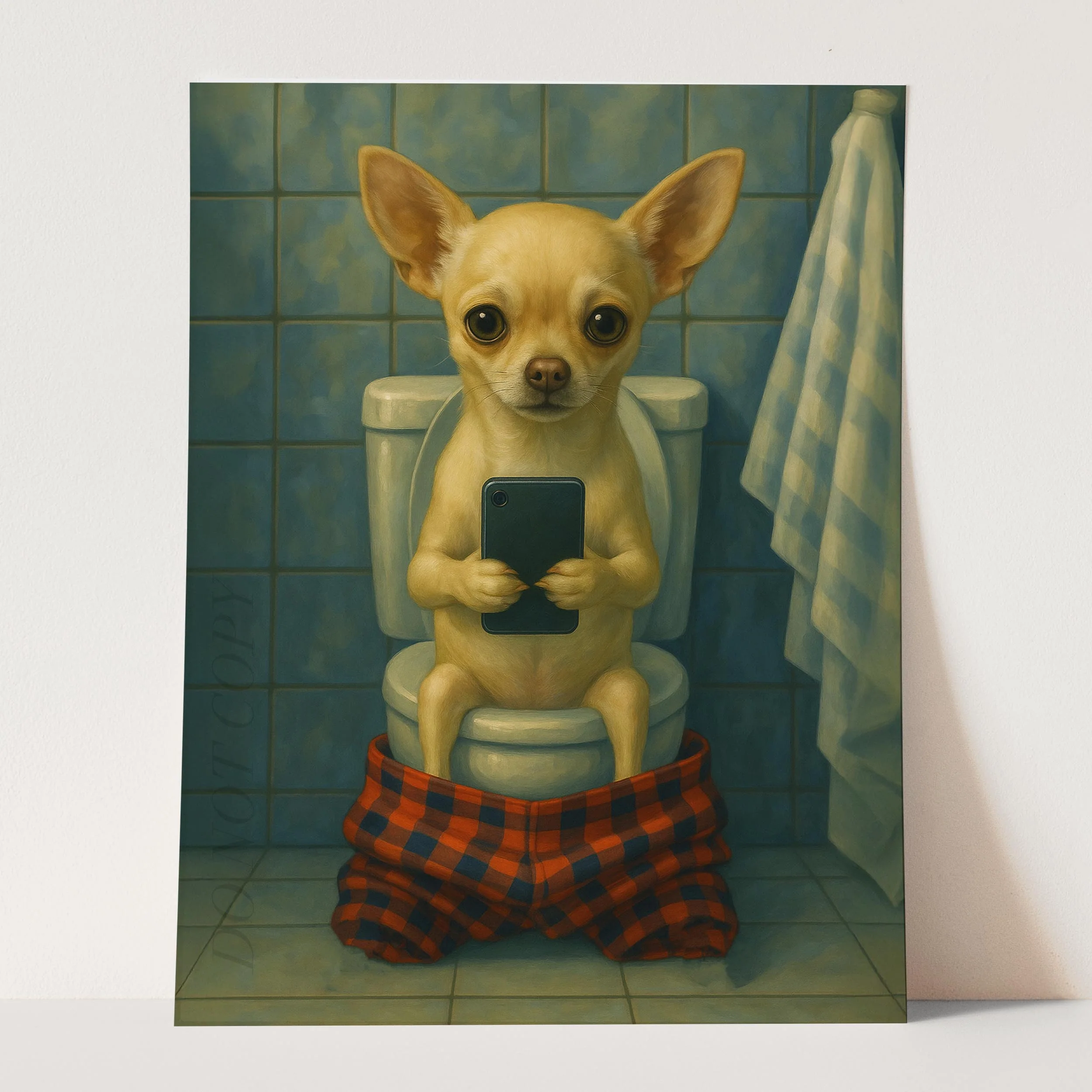 Chihuahua Dog On The Phone On The Toilet - Image 3