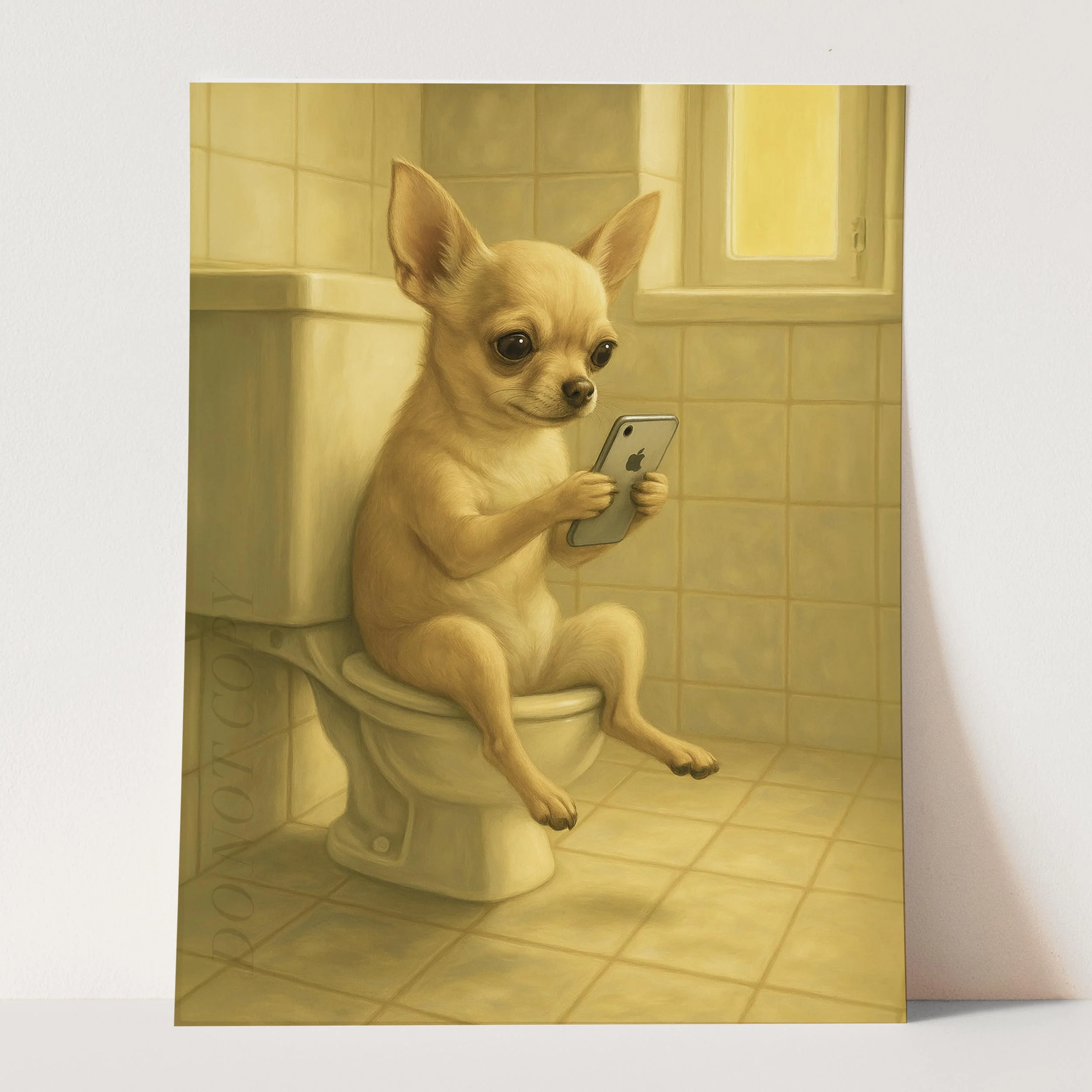 Chihuahua Dog On The Phone On The Toilet - Image 3